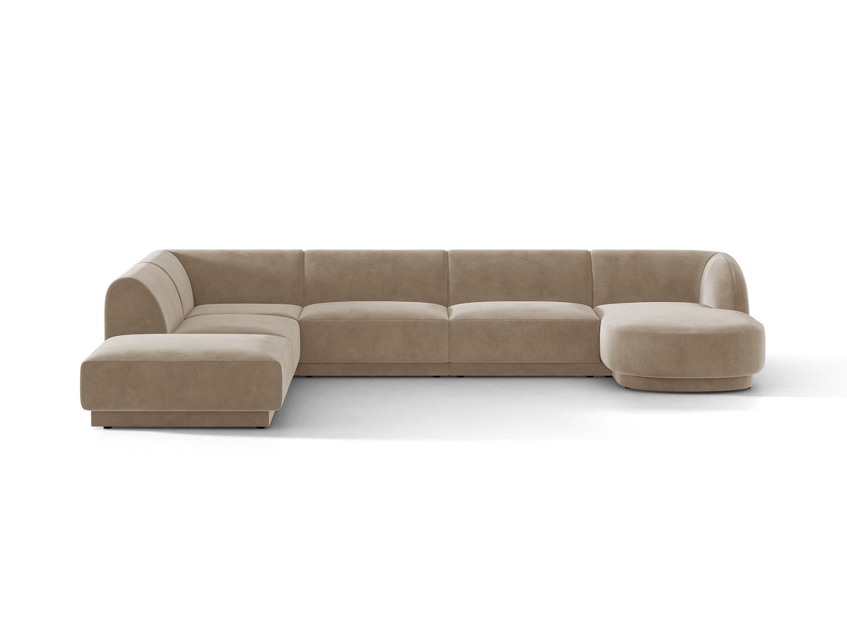 Miley Velour Panoramic Ecksofa links 6 Sitzer in Cappuccino-Bluvel präsentiert im Onlineshop von KAQTU Design AG. Ecksofa links ist von Micadoni
