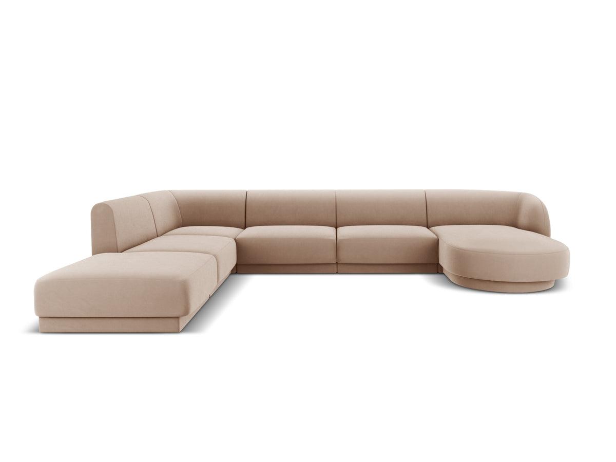 Miley Velour Panoramic Ecksofa links 6 Sitzer in Cappuccino-Bluvel präsentiert im Onlineshop von KAQTU Design AG. Ecksofa links ist von Micadoni