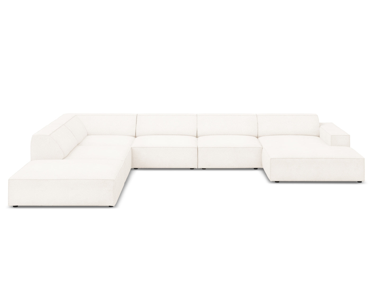 Jodie Boucle modulares Panoramic Ecksofa links 7 Sitzer in Beige präsentiert im Onlineshop von KAQTU Design AG. Ecksofa links ist von Micadoni