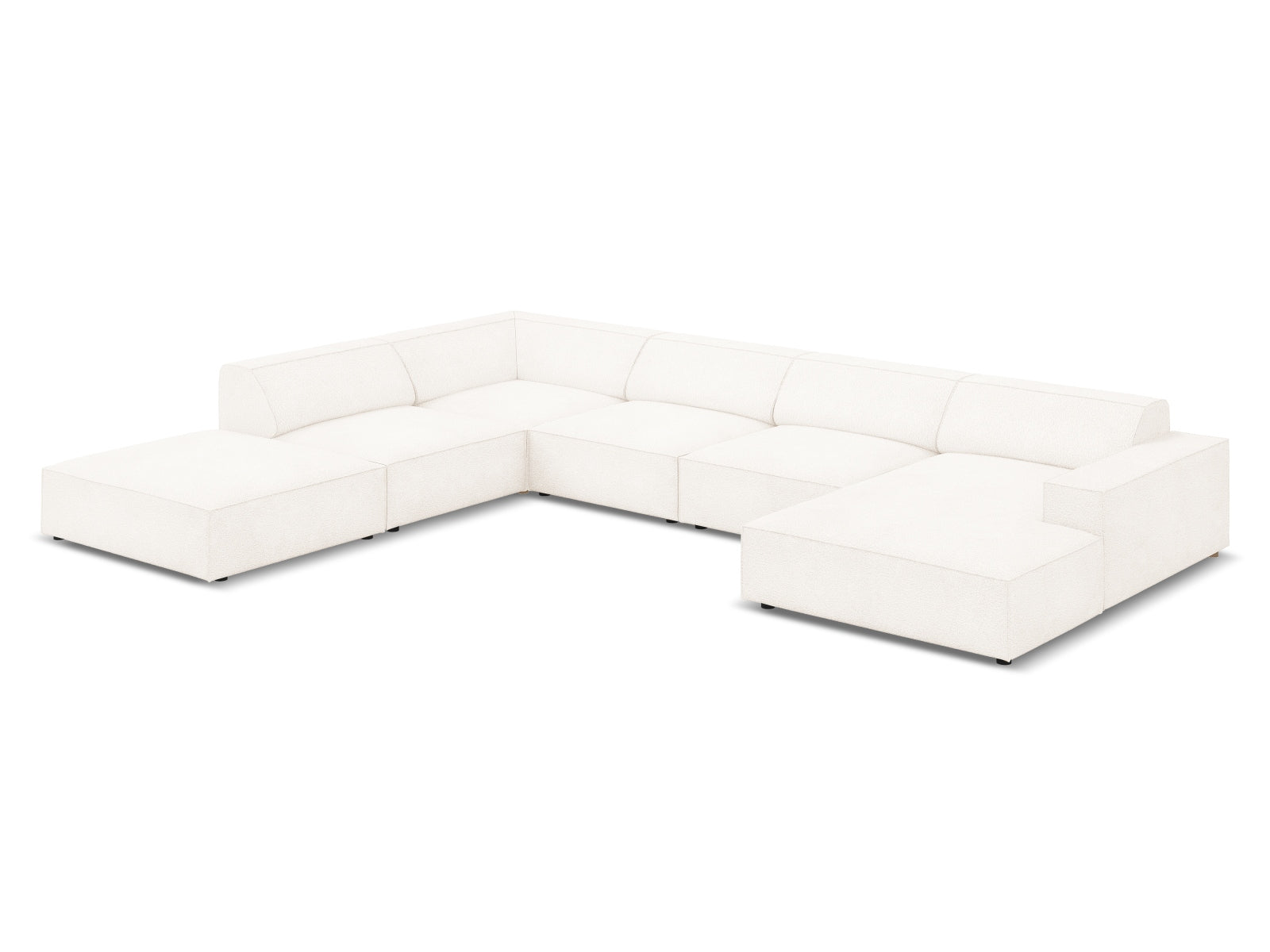 Jodie Boucle modulares Panoramic Ecksofa links 7 Sitzer in Beige präsentiert im Onlineshop von KAQTU Design AG. Ecksofa links ist von Micadoni