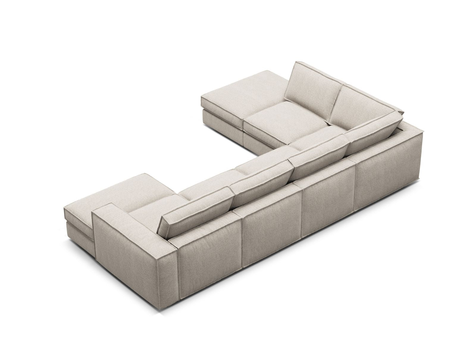 Stilvolles 5-Sitzer Ecksofa Panoramic links Pola in Sand-Babel, perfekt für moderne Wohnzimmer und gemütliche Zusammenkünfte.