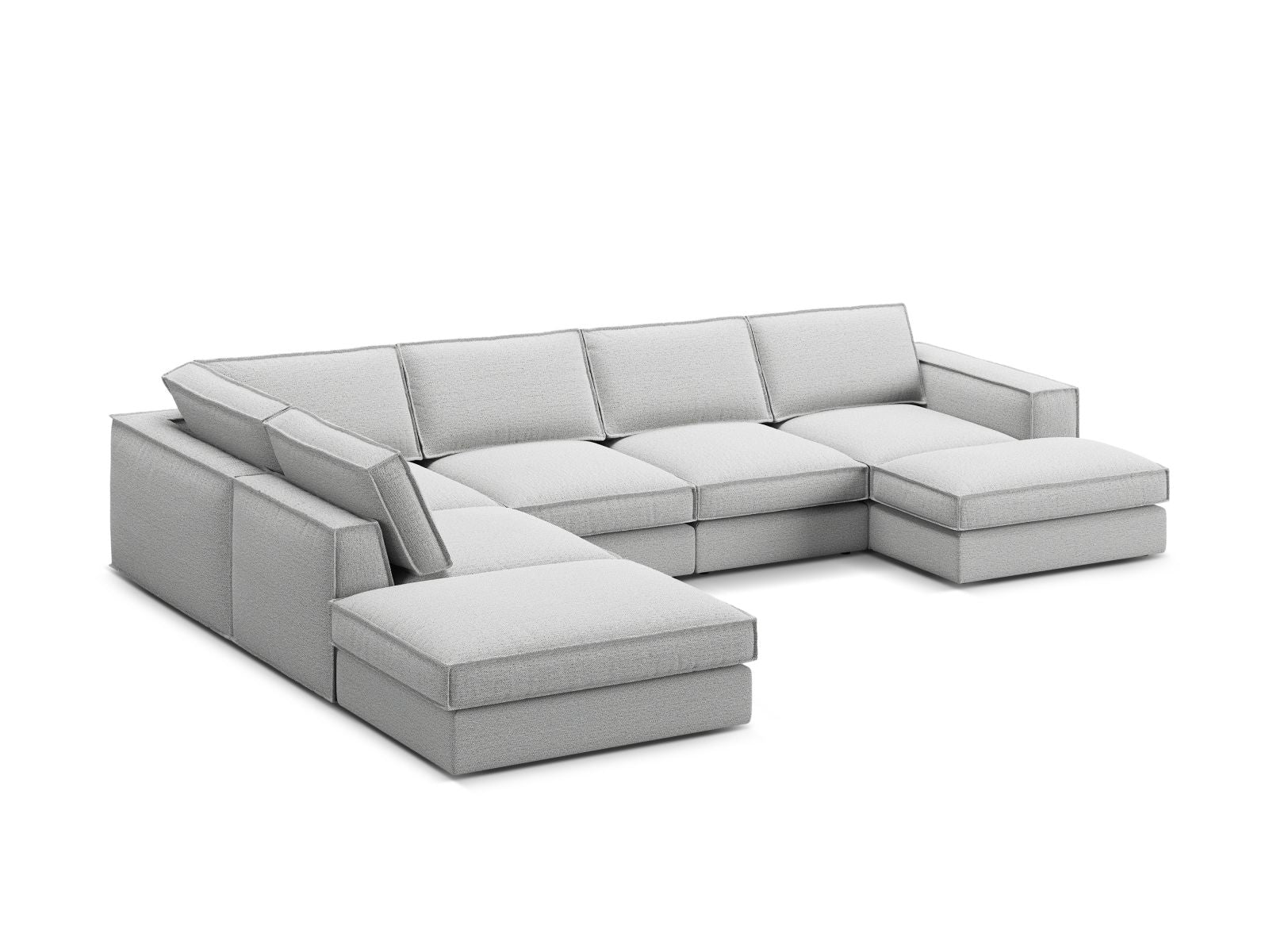 Modernes 5-Sitzer Ecksofa Panoramic links in zeitlosem Grau von Micadoni, ideal für gemütliche Abende und stilvolle Einrichtung.