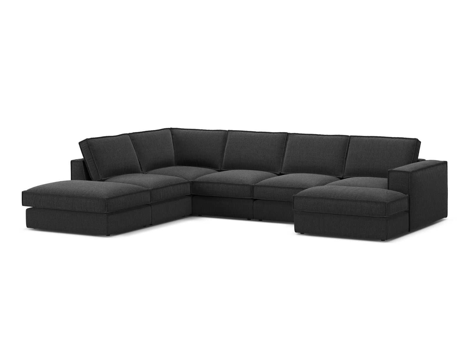 Elegantes 5-Sitzer Ecksofa Panoramic links in stilvollem Schwarz, ideal für moderne Wohnräume, von Micadoni.