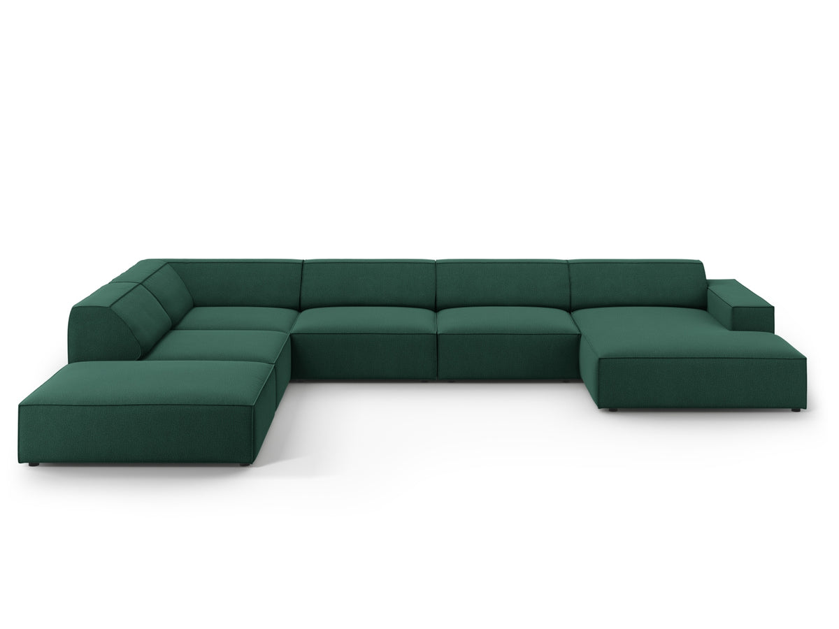 Jodie Modulares Panoramic Ecksofa links 7 Sitzer in Green-Megan präsentiert im Onlineshop von KAQTU Design AG. Ecksofa links ist von Micadoni