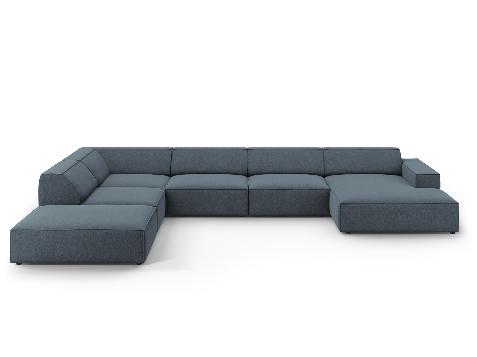 Jodie Modulares Panoramic Ecksofa links 7 Sitzer in Blue präsentiert im Onlineshop von KAQTU Design AG. Ecksofa links ist von Micadoni