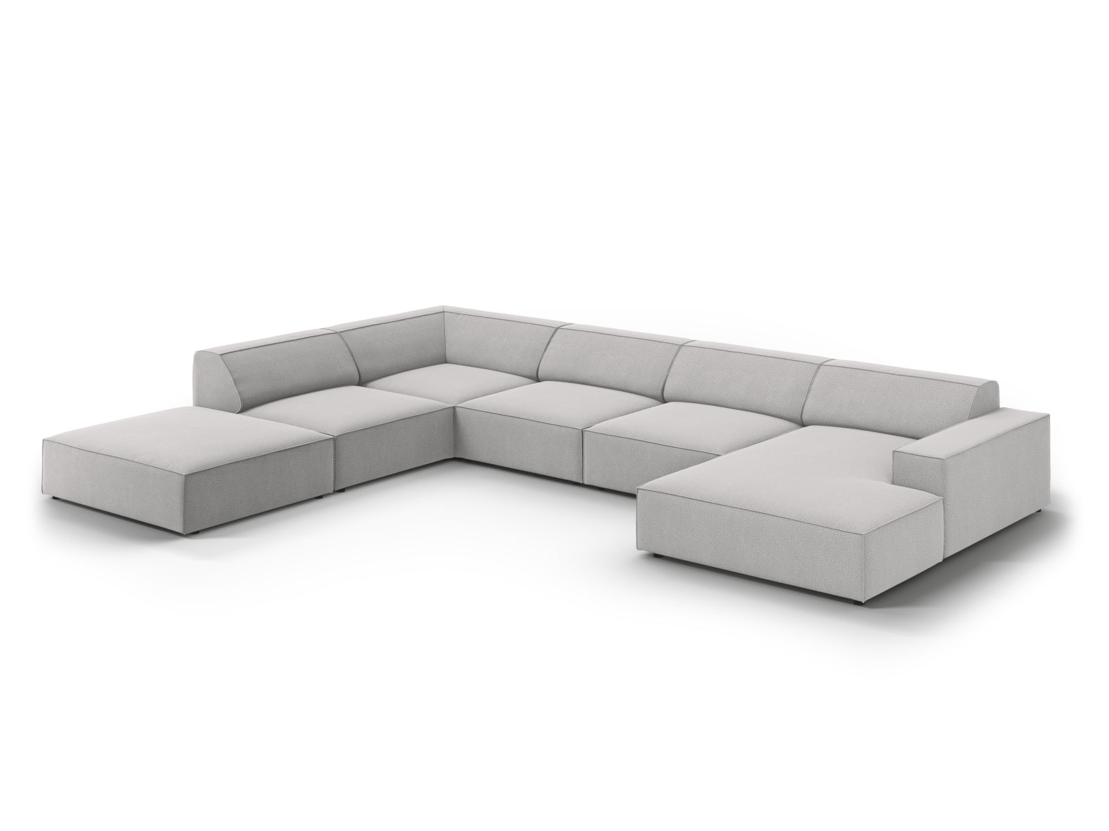 Jodie Modulares Panoramic Ecksofa links 7 Sitzer in Light Grey präsentiert im Onlineshop von KAQTU Design AG. Ecksofa links ist von Micadoni