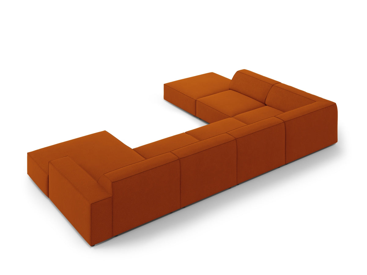 Jodie Modulares Panoramic Ecksofa links 7 Sitzer in Terracotta-Megan präsentiert im Onlineshop von KAQTU Design AG. Ecksofa links ist von Micadoni