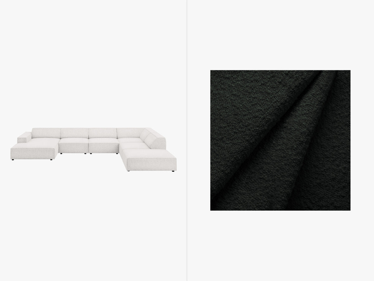 Jodie Boucle modulares Panoramic Ecksofa rechts 7 Sitzer in Black-Baloo präsentiert im Onlineshop von KAQTU Design AG. Ecksofa rechts ist von Micadoni