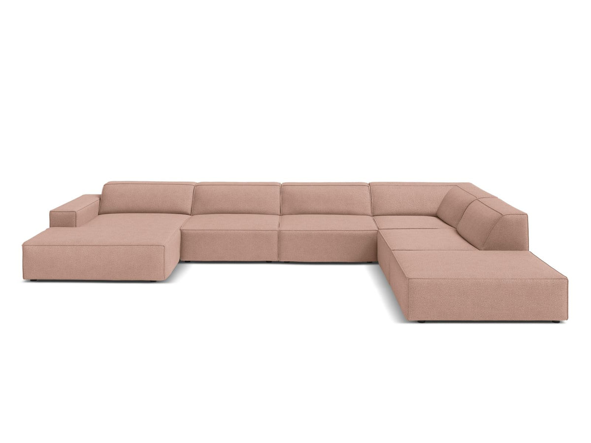 Jodie Boucle modulares Panoramic Ecksofa rechts 7 Sitzer in Powder Pink-Baloo präsentiert im Onlineshop von KAQTU Design AG. Ecksofa rechts ist von Micadoni