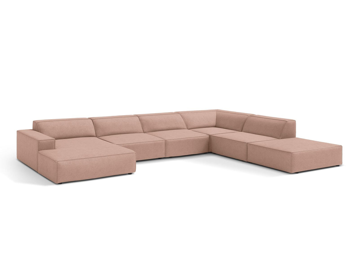 Jodie Boucle modulares Panoramic Ecksofa rechts 7 Sitzer in Powder Pink-Baloo präsentiert im Onlineshop von KAQTU Design AG. Ecksofa rechts ist von Micadoni