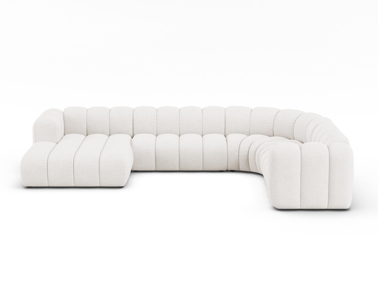 Lupine Boucle Modular Panoramic Ecksofa rechts 6 Sitzer in White präsentiert im Onlineshop von KAQTU Design AG. Ecksofa rechts ist von Micadoni