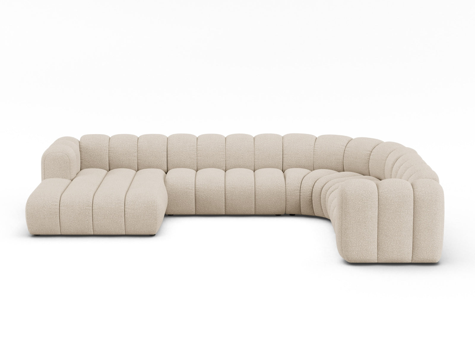 Lupine Boucle Modular Panoramic Ecksofa rechts 6 Sitzer in Beige präsentiert im Onlineshop von KAQTU Design AG. Ecksofa rechts ist von Micadoni