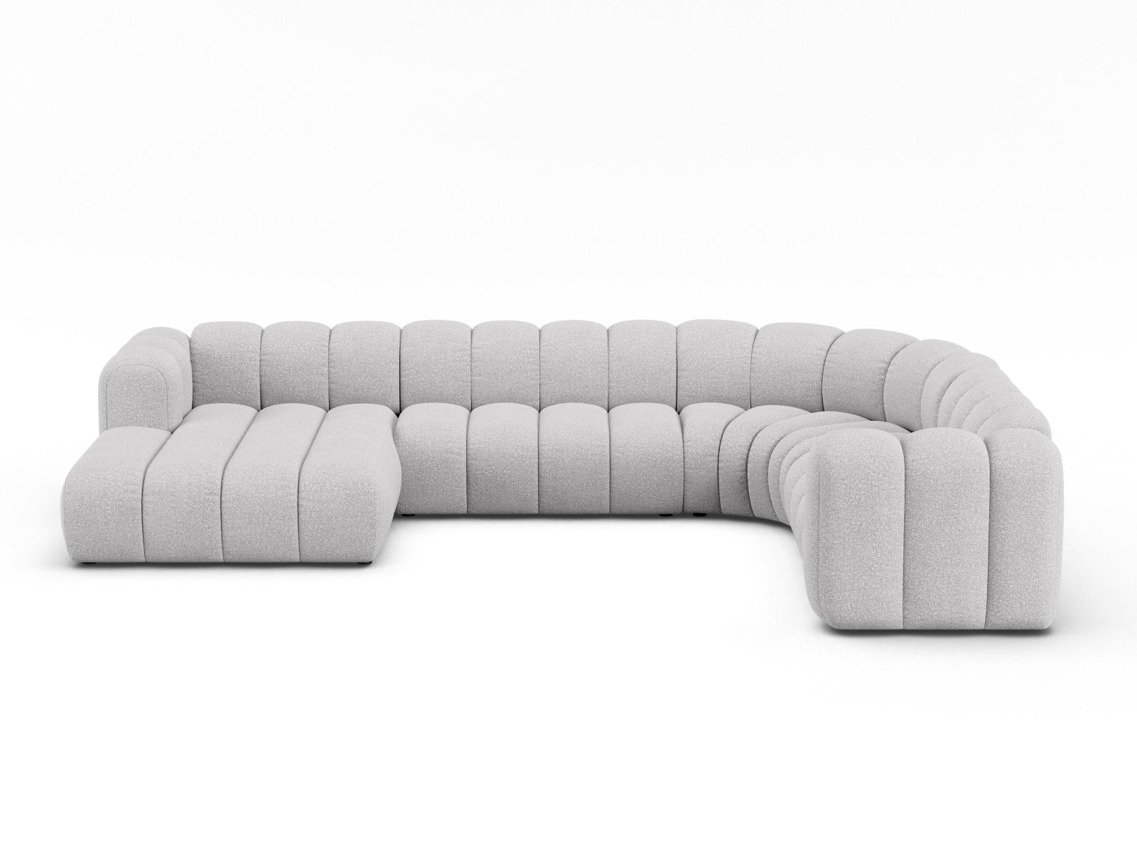 Lupine Boucle Modular Panoramic Ecksofa rechts 6 Sitzer in Light Grey präsentiert im Onlineshop von KAQTU Design AG. Ecksofa rechts ist von Micadoni