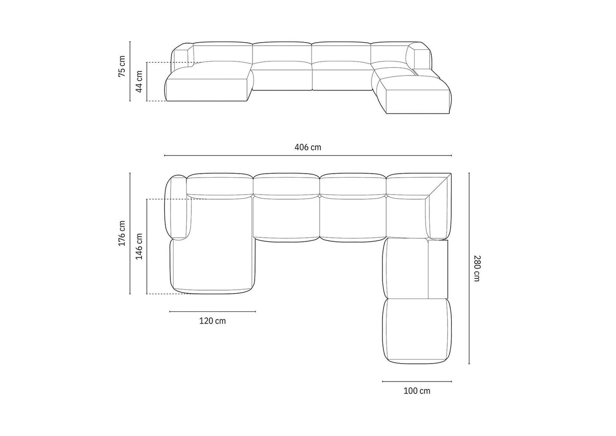 Martina Modulares Panoramasofa rechts von Micadoni – Ansicht 49