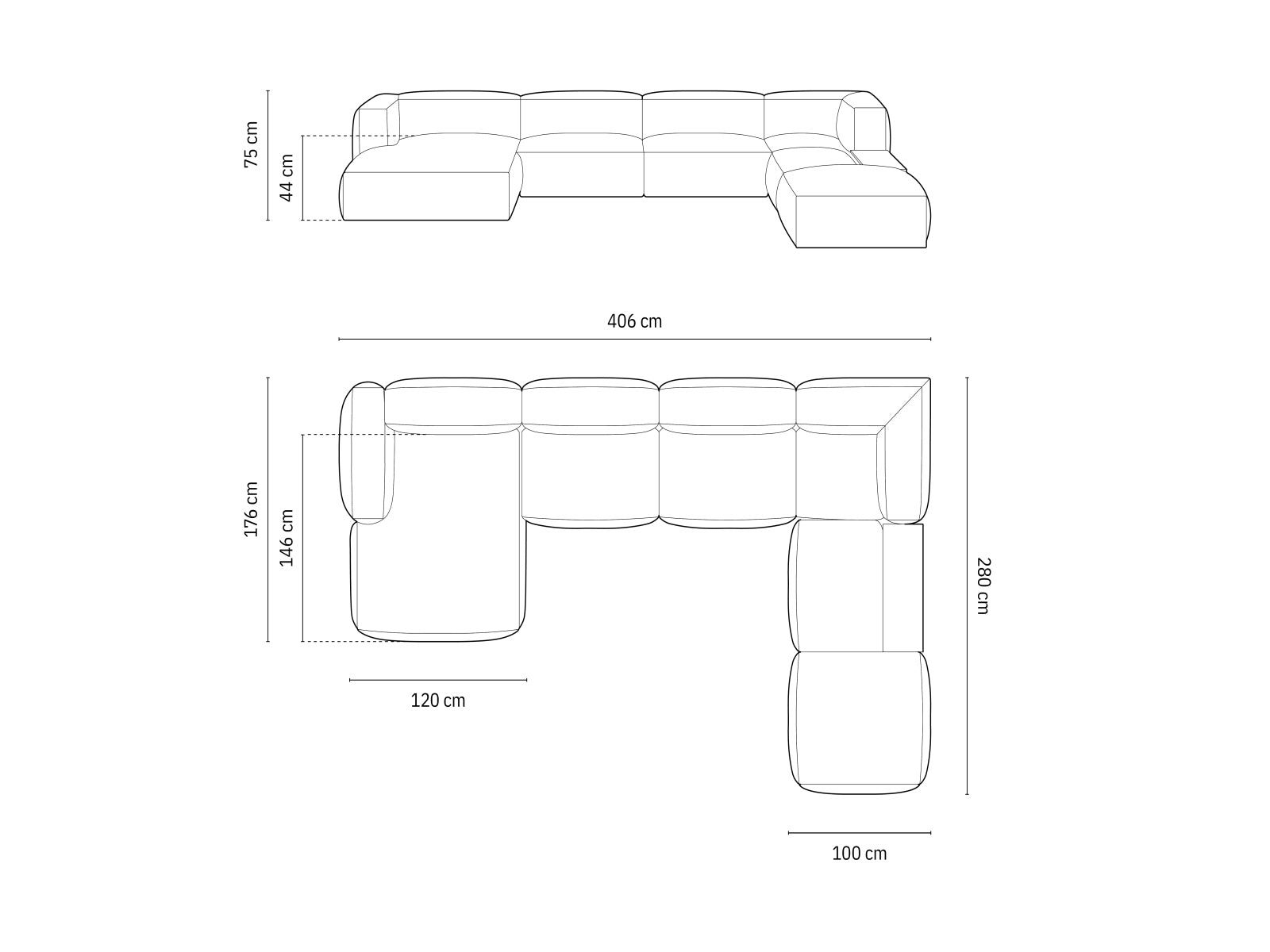 Martina Modulares Panoramic Ecksofa rechts 5 Sitzer in Dark Beige präsentiert im Onlineshop von KAQTU Design AG. Ecksofa rechts ist von Micadoni