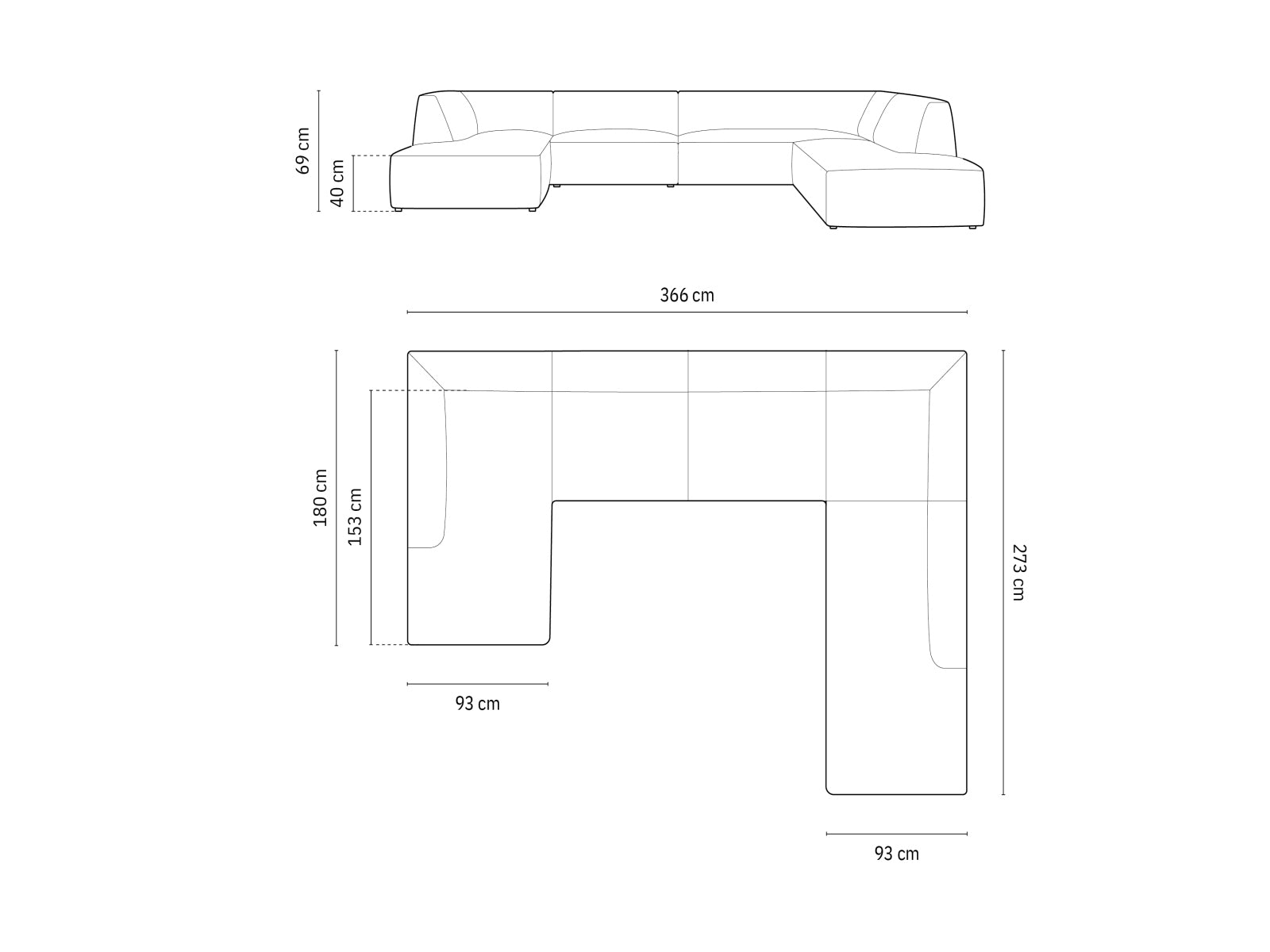 Ruby Panoramic Ecksofa rechts 7 Sitzer in Grey präsentiert im Onlineshop von KAQTU Design AG. Ecksofa rechts ist von Micadoni