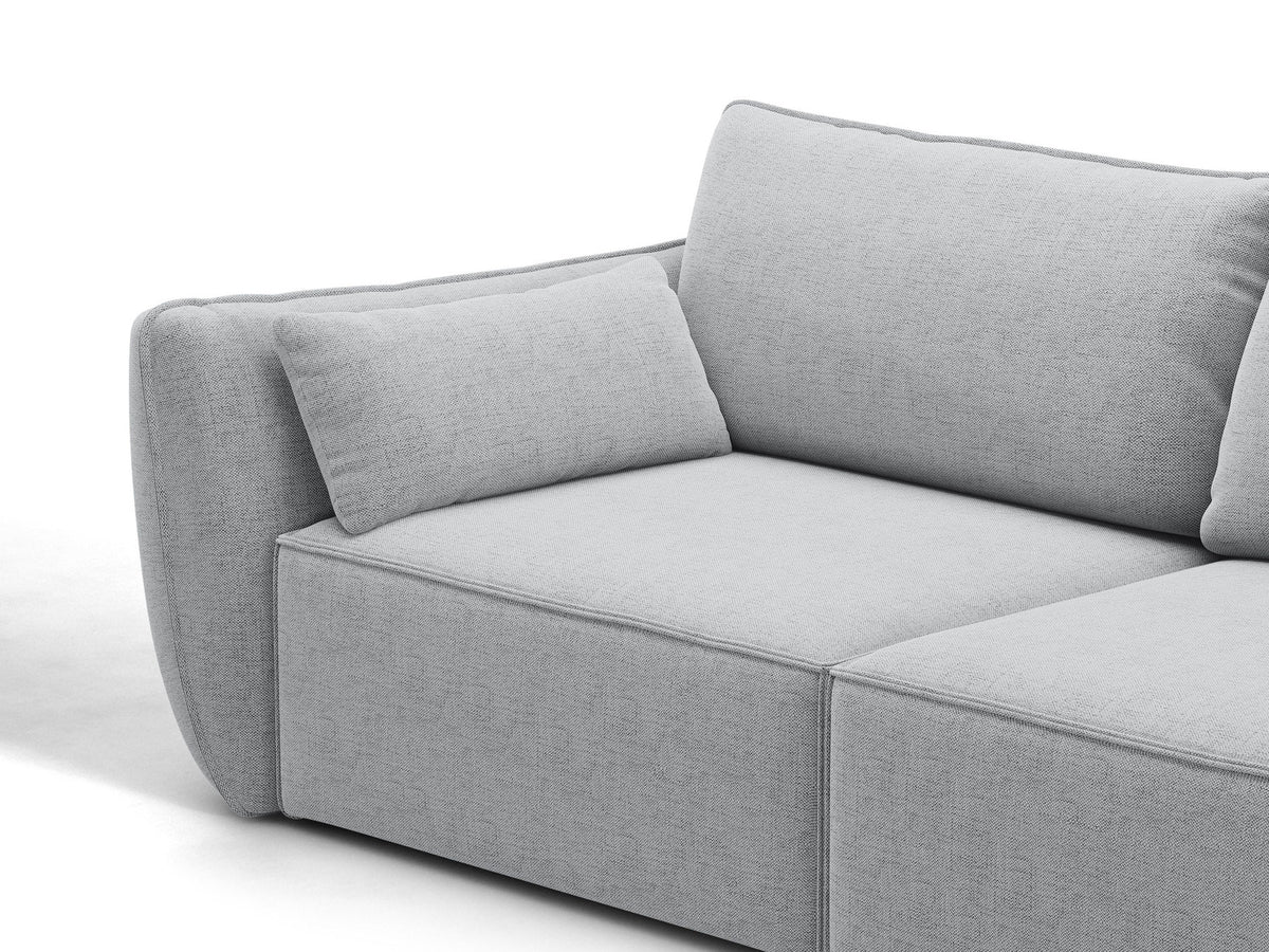 L-Sofa Kaelle Panoramasofa rechts von Micadoni, Stoffbezug, schwarze niedrige Beine