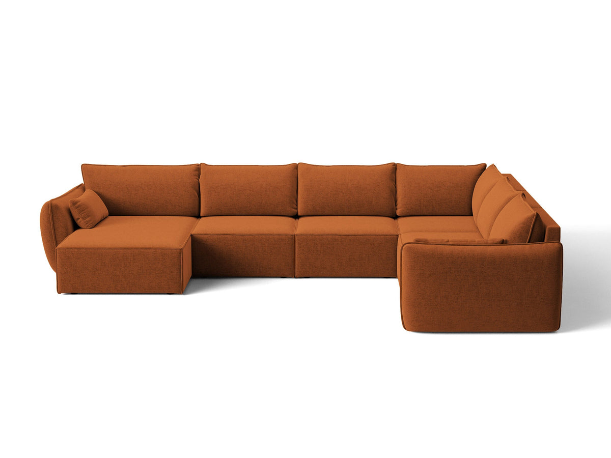 L-Sofa Kaelle Panoramasofa rechts von Micadoni, Stoffbezug, schwarze niedrige Beine