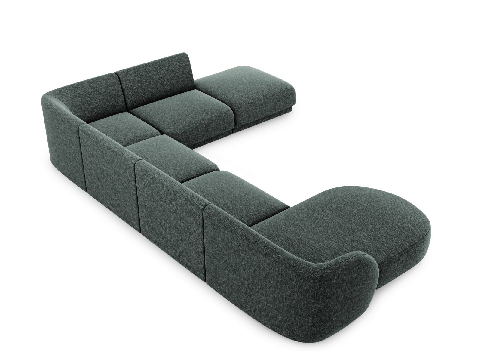 Miley Panoramic Ecksofa rechts 6 Sitzer in Petrol präsentiert im Onlineshop von KAQTU Design AG. Ecksofa rechts ist von Micadoni