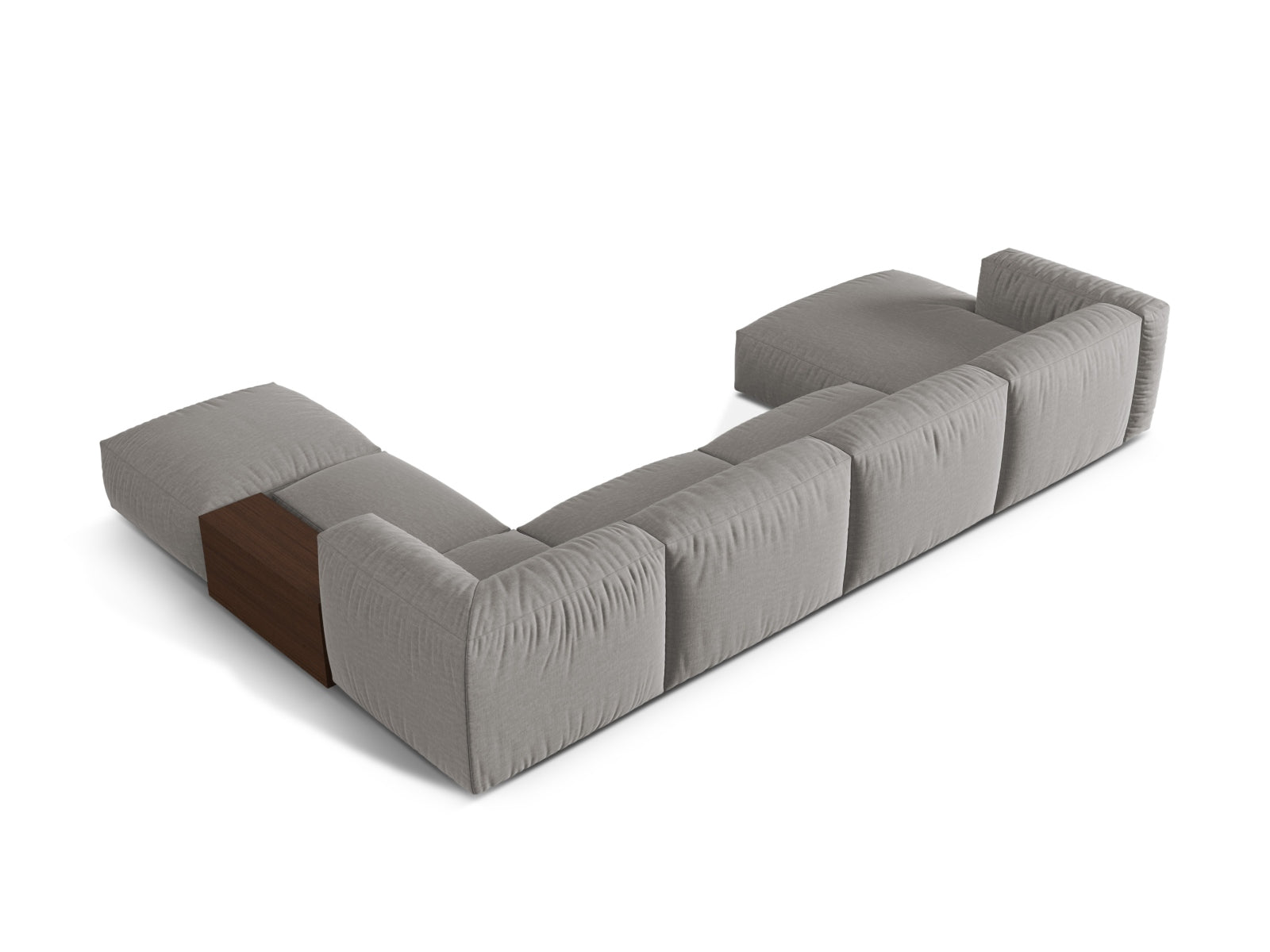 Elegantes, modulares Ecksofa Martina in hellem Grau, ideal für stilvolle Wohnräume. 5-Sitzer von Micadoni, bietet Komfort und Flexibilität.