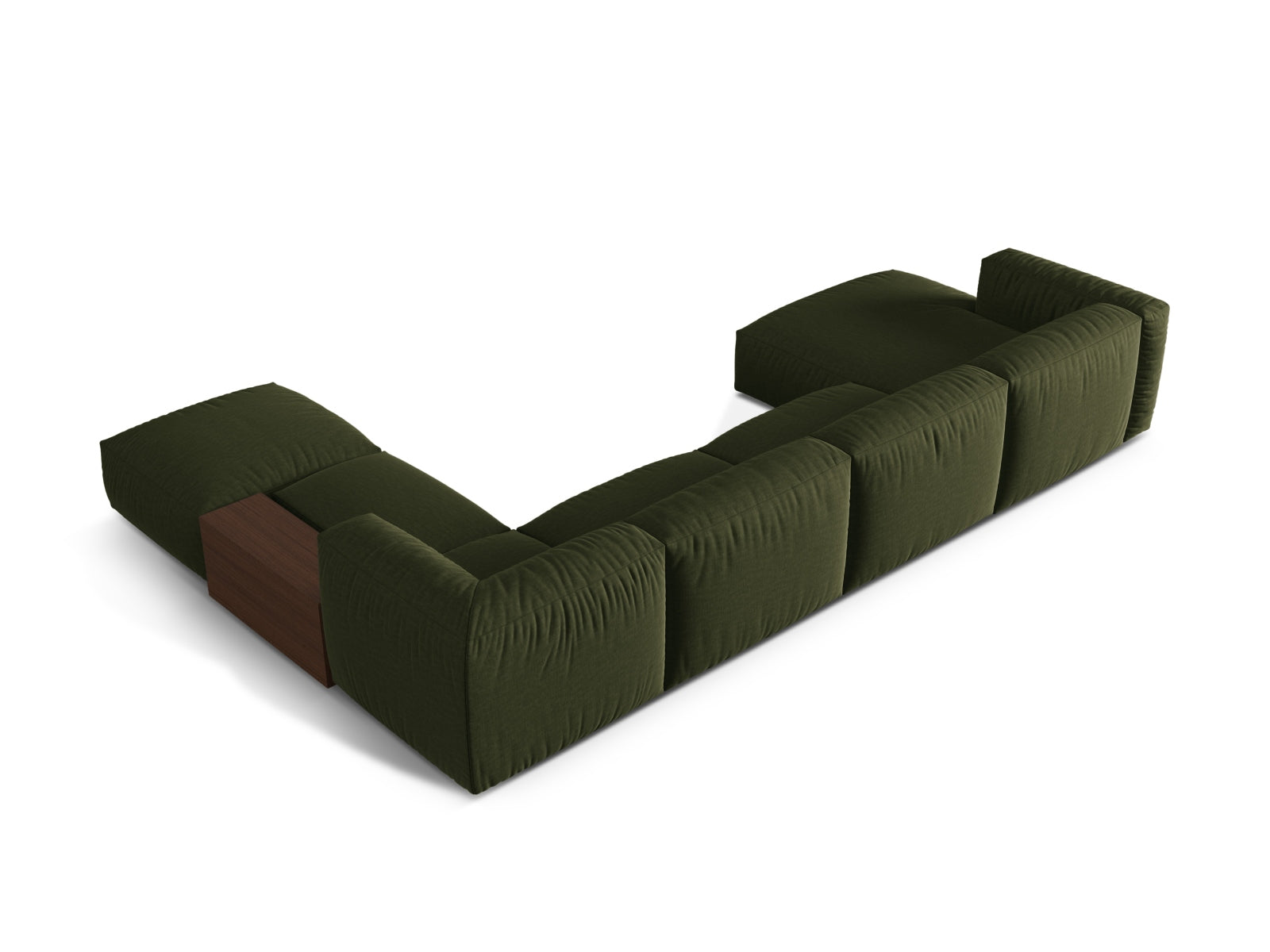 Modernes, flexibles Ecksofa in ansprechendem Grün, perfekt für gemütliche Wohnzimmer. 5-Sitzer von Micadoni mit hochwertiger Verarbeitung.
