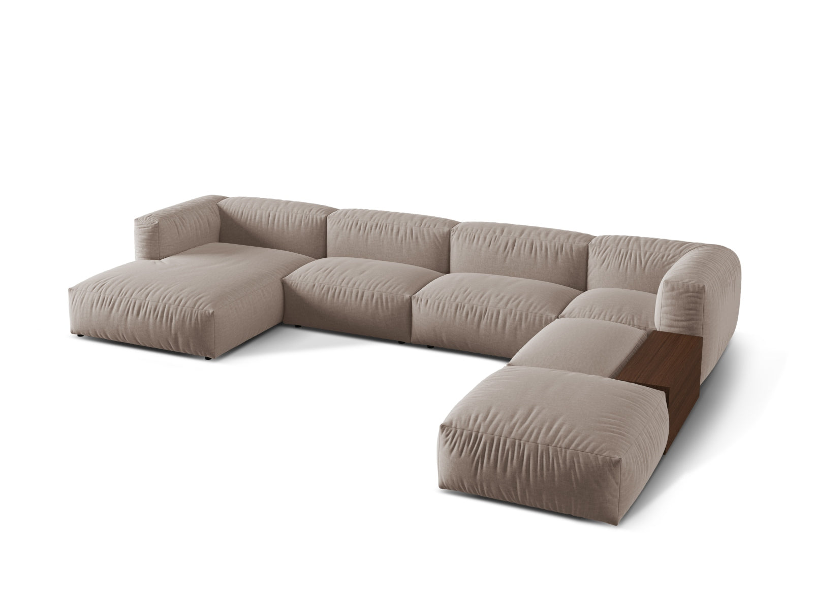 Elegantes Martina Ecksofa in Dunkelbeige, 5-Sitzer, modulares Design für stilvolle Wohnräume, erhältlich bei KAQTU Design AG.
