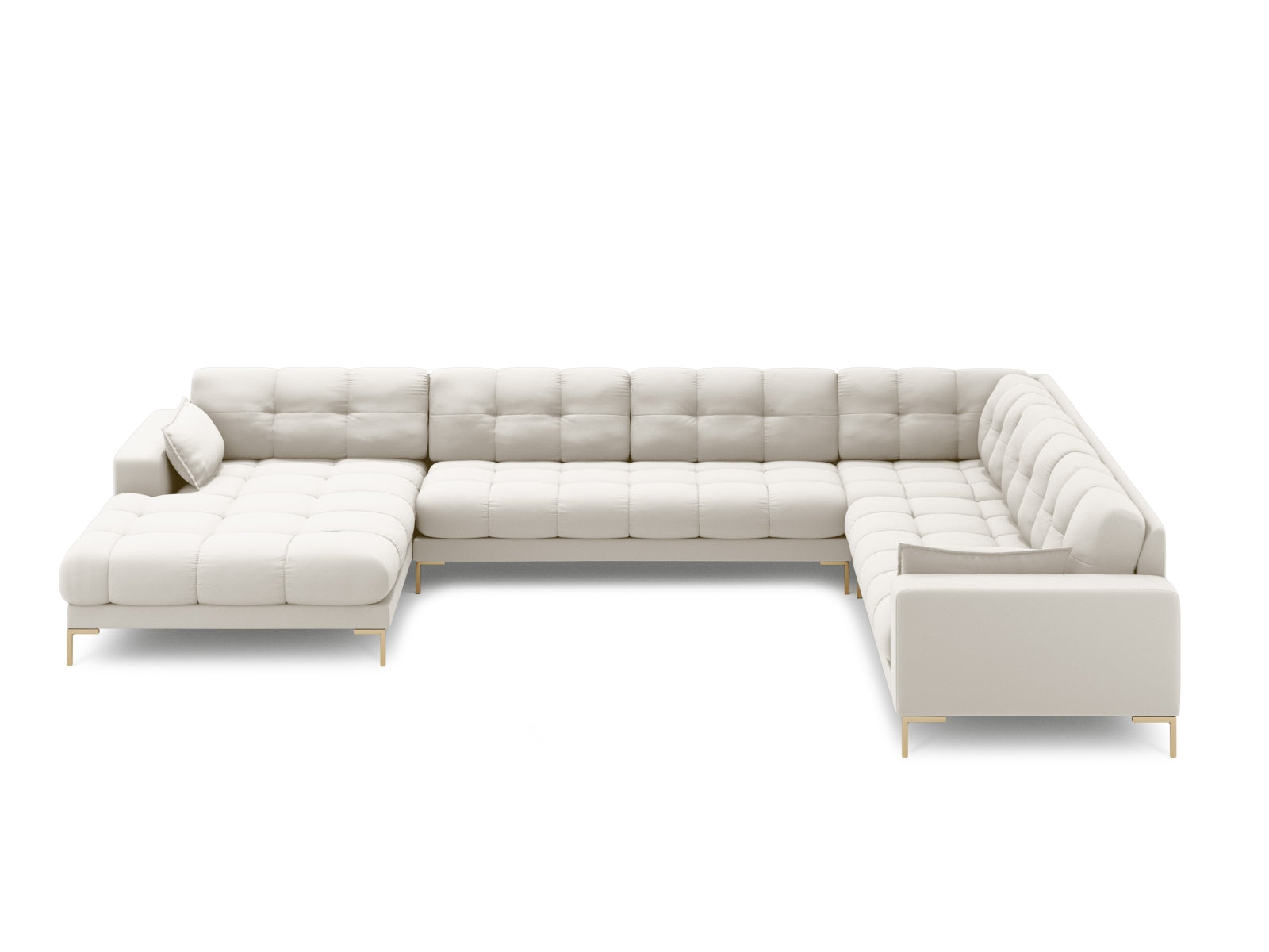 Mamaia Panoramic Ecksofa rechts 7 Sitzer in Light Beige/Gold präsentiert im Onlineshop von KAQTU Design AG. Ecksofa rechts ist von Micadoni