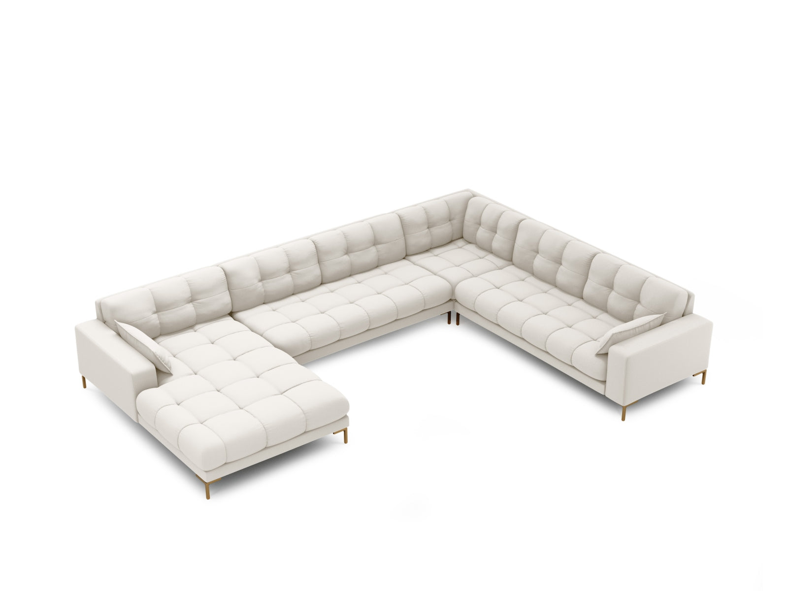 Mamaia Panoramic Ecksofa rechts 7 Sitzer in Light Beige/Gold präsentiert im Onlineshop von KAQTU Design AG. Ecksofa rechts ist von Micadoni
