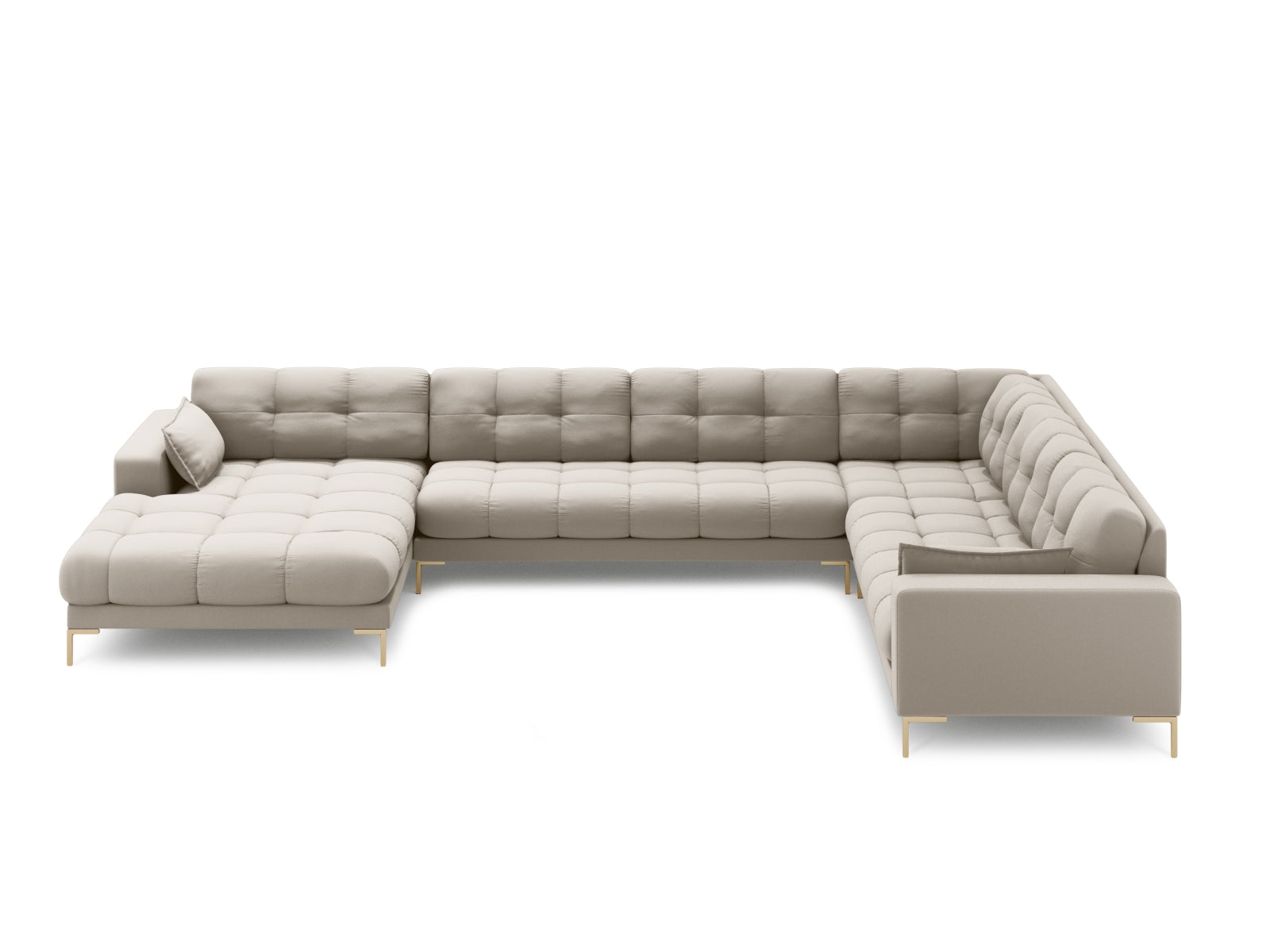 Mamaia Panoramic Ecksofa rechts 7 Sitzer in Beige/Gold präsentiert im Onlineshop von KAQTU Design AG. Ecksofa rechts ist von Micadoni