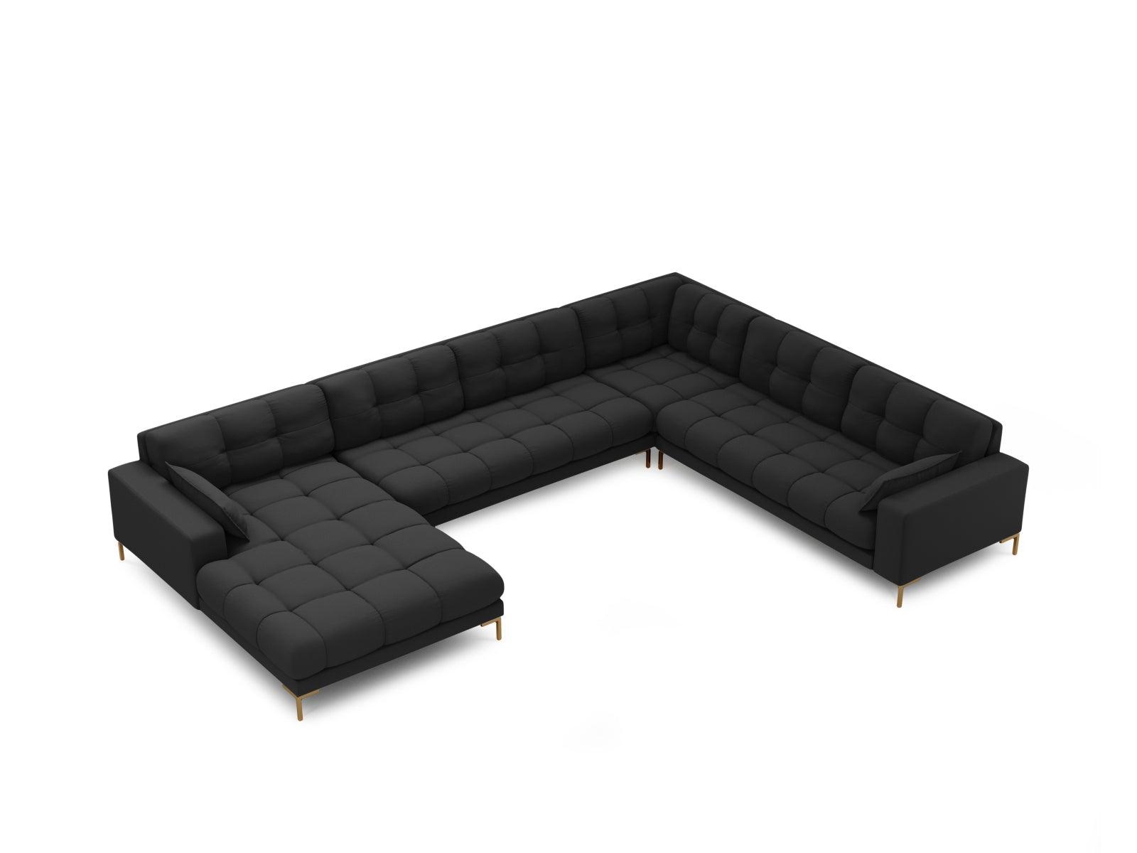 Mamaia Panoramic Ecksofa rechts 7 Sitzer in Dark Grey/Gold präsentiert im Onlineshop von KAQTU Design AG. Ecksofa rechts ist von Micadoni