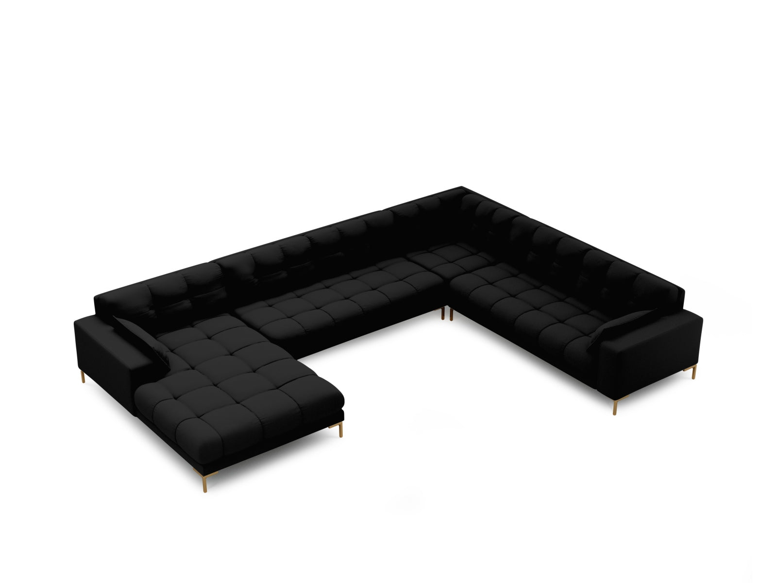 Mamaia Panoramic Ecksofa rechts 7 Sitzer in Black/Gold präsentiert im Onlineshop von KAQTU Design AG. Ecksofa rechts ist von Micadoni