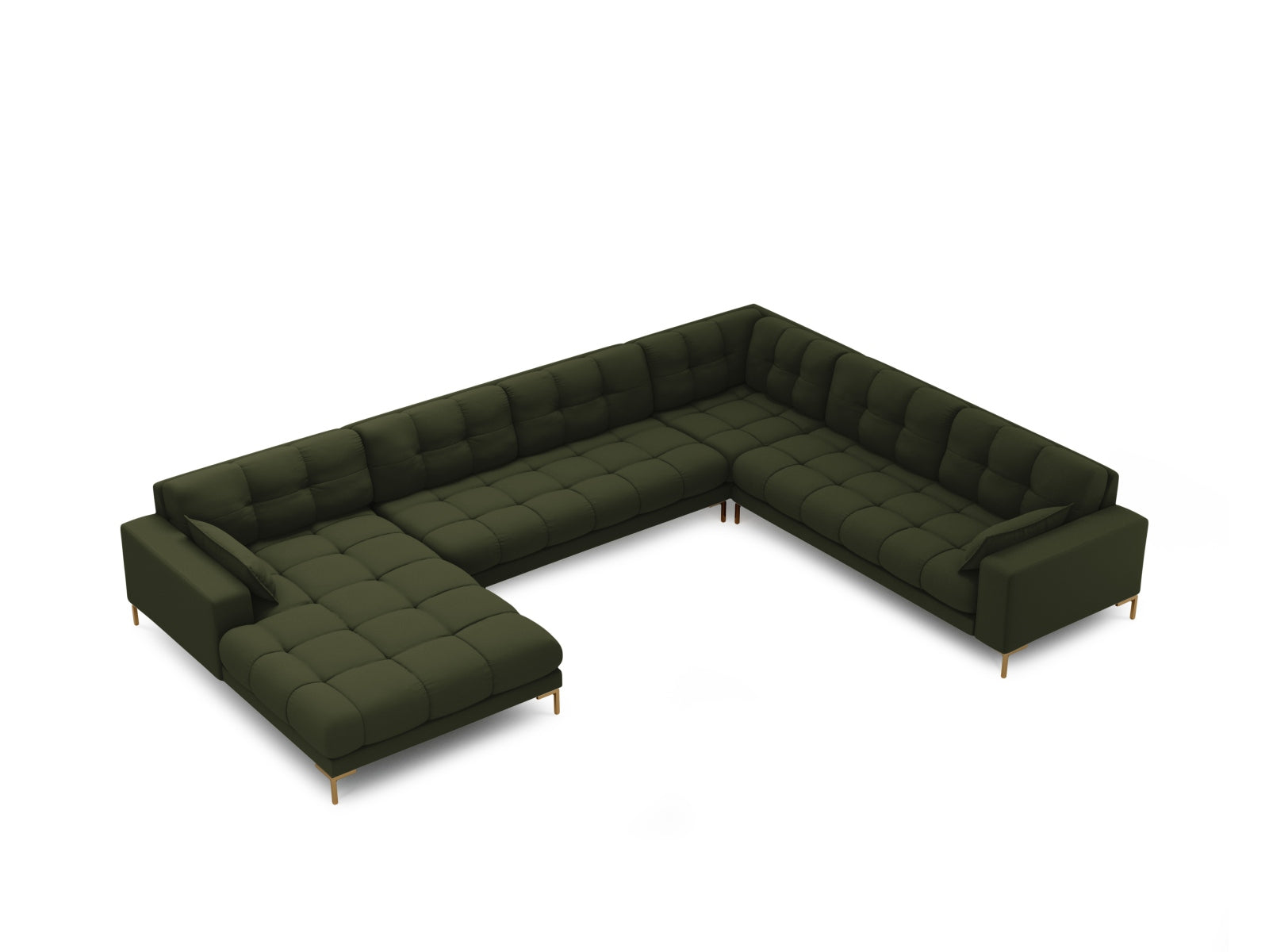 Mamaia Panoramic Ecksofa rechts 7 Sitzer in Green/Gold präsentiert im Onlineshop von KAQTU Design AG. Ecksofa rechts ist von Micadoni