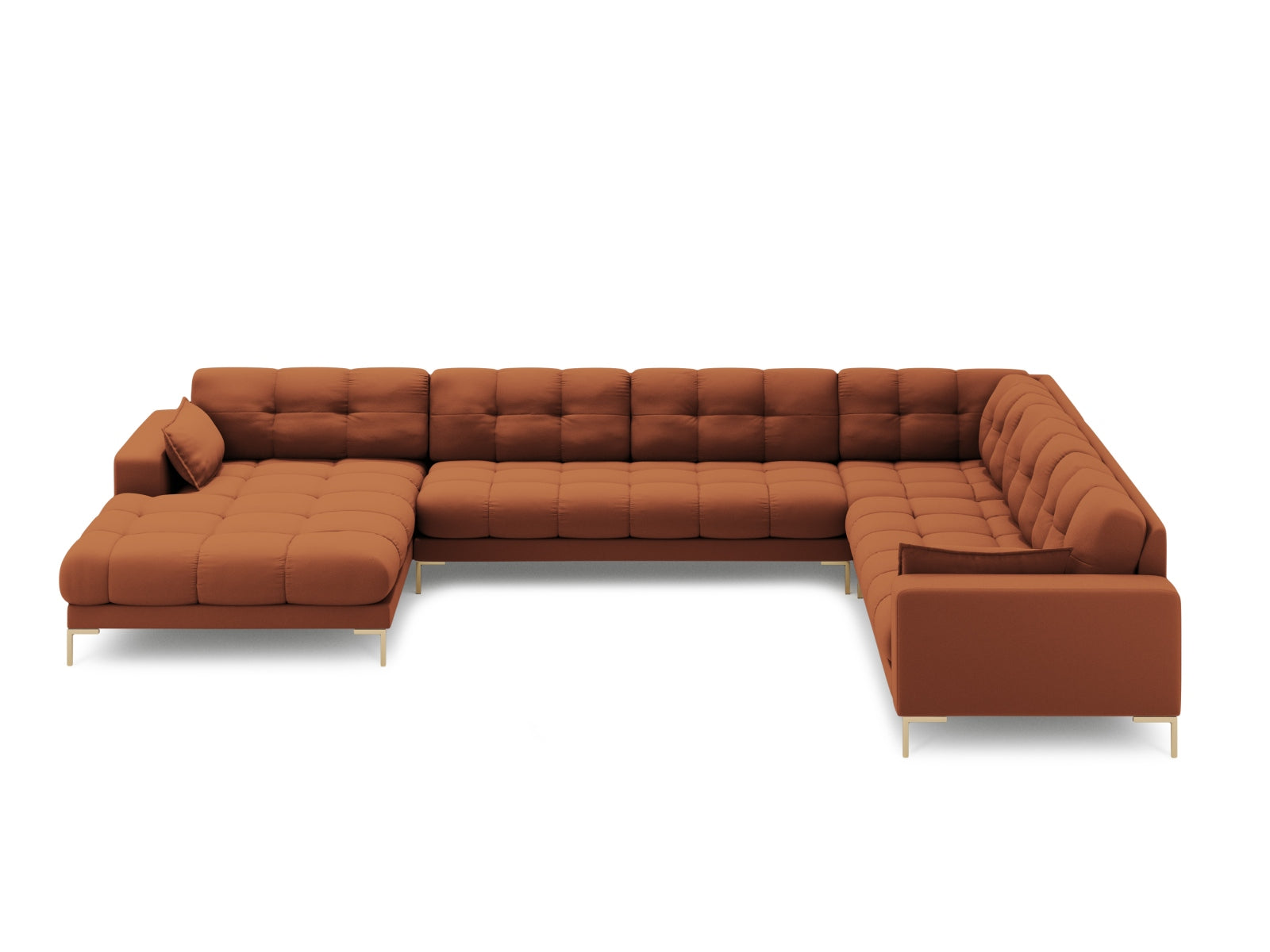Mamaia Panoramic Ecksofa rechts 7 Sitzer in Brick/Gold präsentiert im Onlineshop von KAQTU Design AG. Ecksofa rechts ist von Micadoni