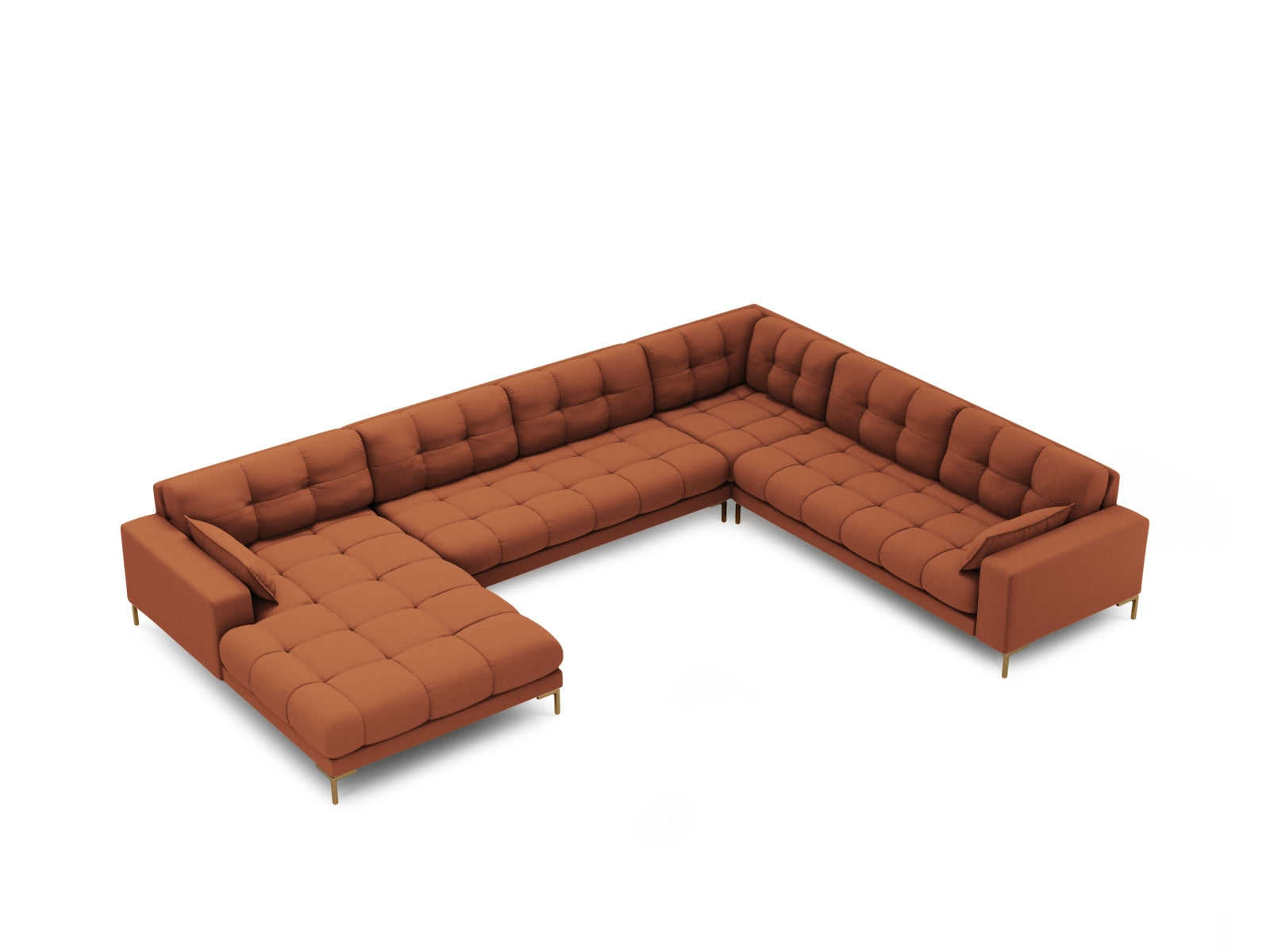 Mamaia Panoramic Ecksofa rechts 7 Sitzer in Brick/Gold präsentiert im Onlineshop von KAQTU Design AG. Ecksofa rechts ist von Micadoni