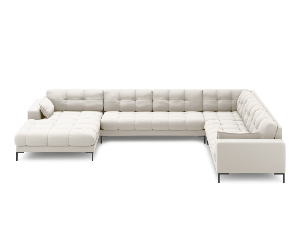 Mamaia Panoramic Ecksofa rechts 7 Sitzer in Light Beige/Schwarz-Neve präsentiert im Onlineshop von KAQTU Design AG. Ecksofa rechts ist von Micadoni