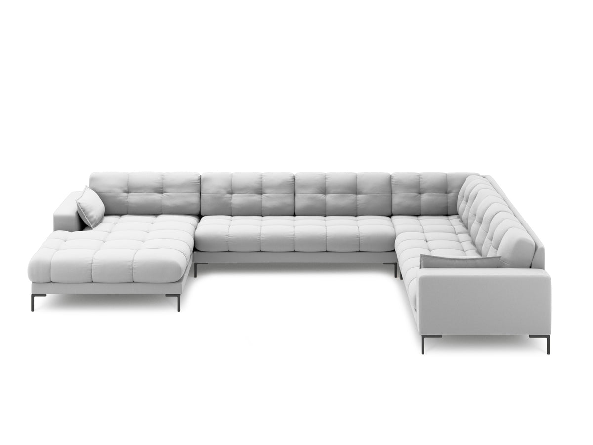 Mamaia Panoramic Ecksofa rechts 7 Sitzer in Light Grey/Schwarz-Neve präsentiert im Onlineshop von KAQTU Design AG. Ecksofa rechts ist von Micadoni