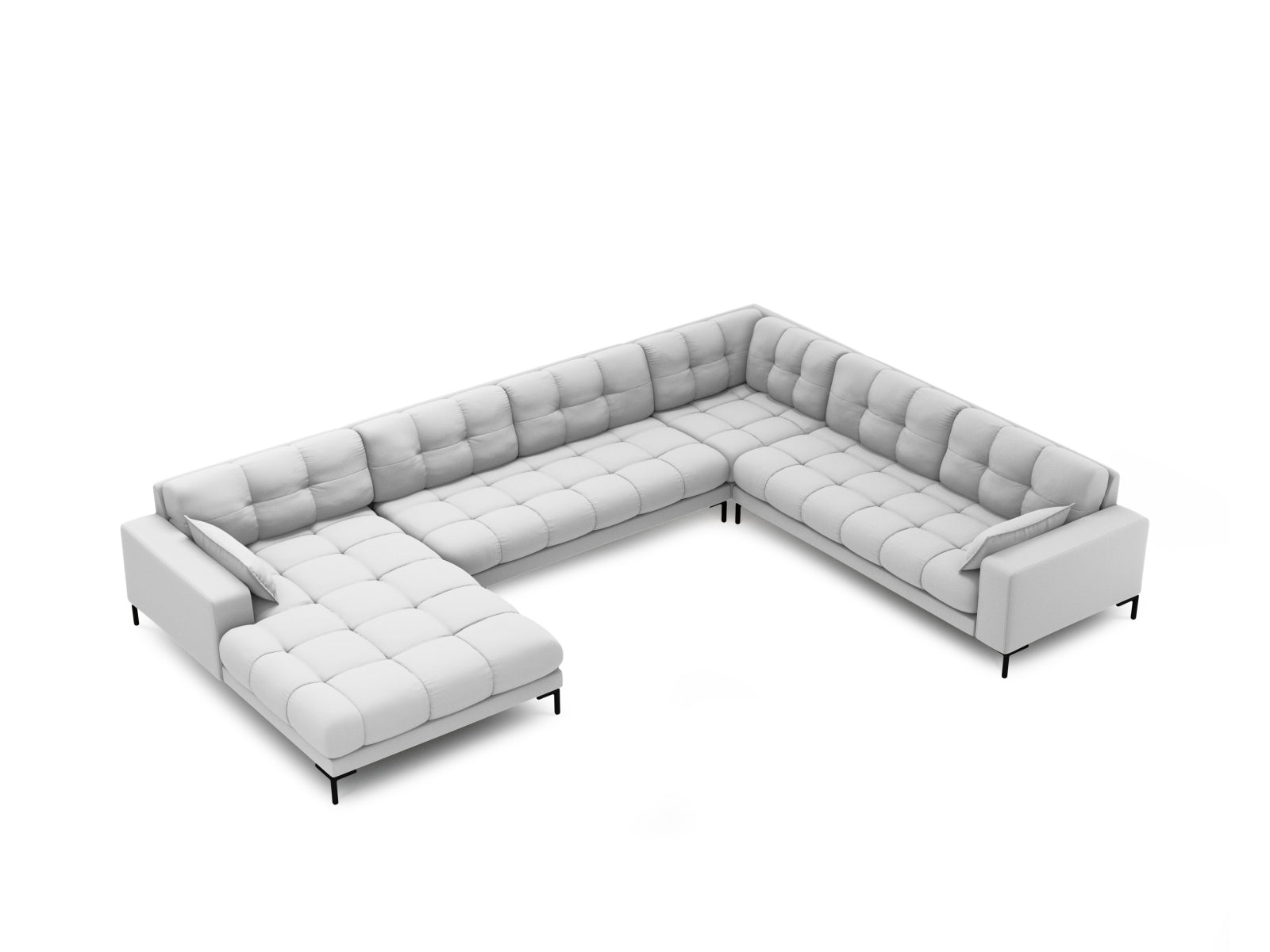 Mamaia Panoramic Ecksofa rechts 7 Sitzer in Light Grey/Schwarz präsentiert im Onlineshop von KAQTU Design AG. Ecksofa rechts ist von Micadoni