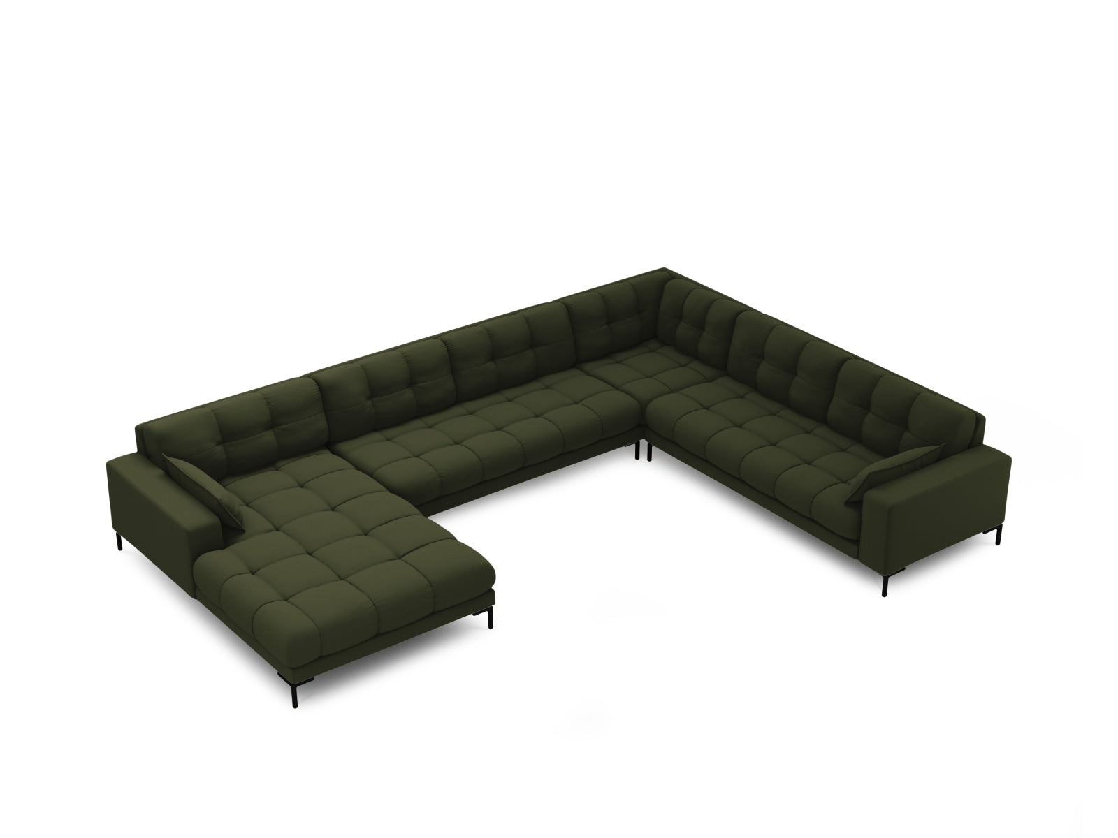 Mamaia Panoramic Ecksofa rechts 7 Sitzer in Green/Schwarz präsentiert im Onlineshop von KAQTU Design AG. Ecksofa rechts ist von Micadoni