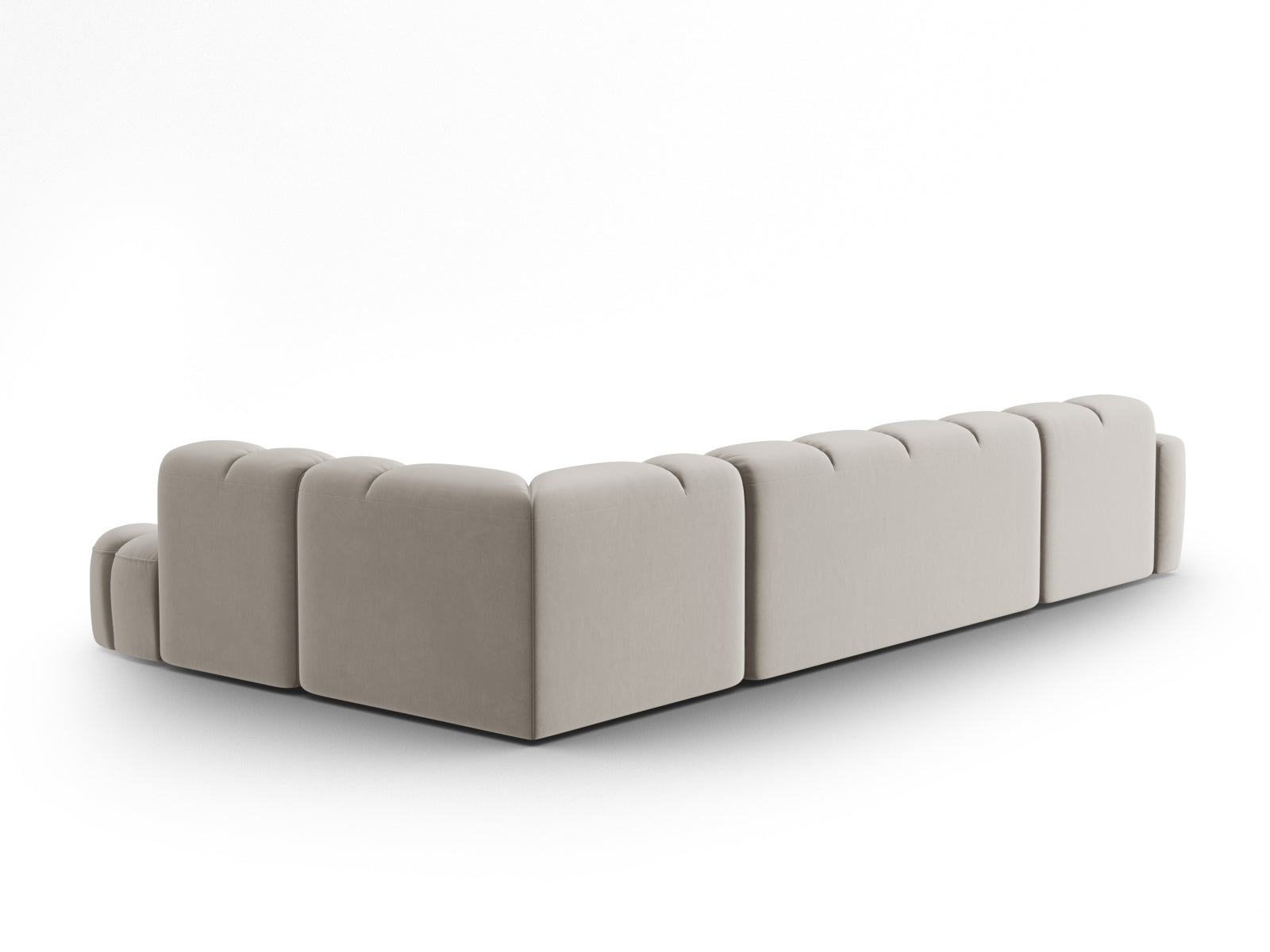 Lisa Velour Panoramic Ecksofa rechts 7 Sitzer in Light Beige präsentiert im Onlineshop von KAQTU Design AG. Ecksofa rechts ist von Micadoni