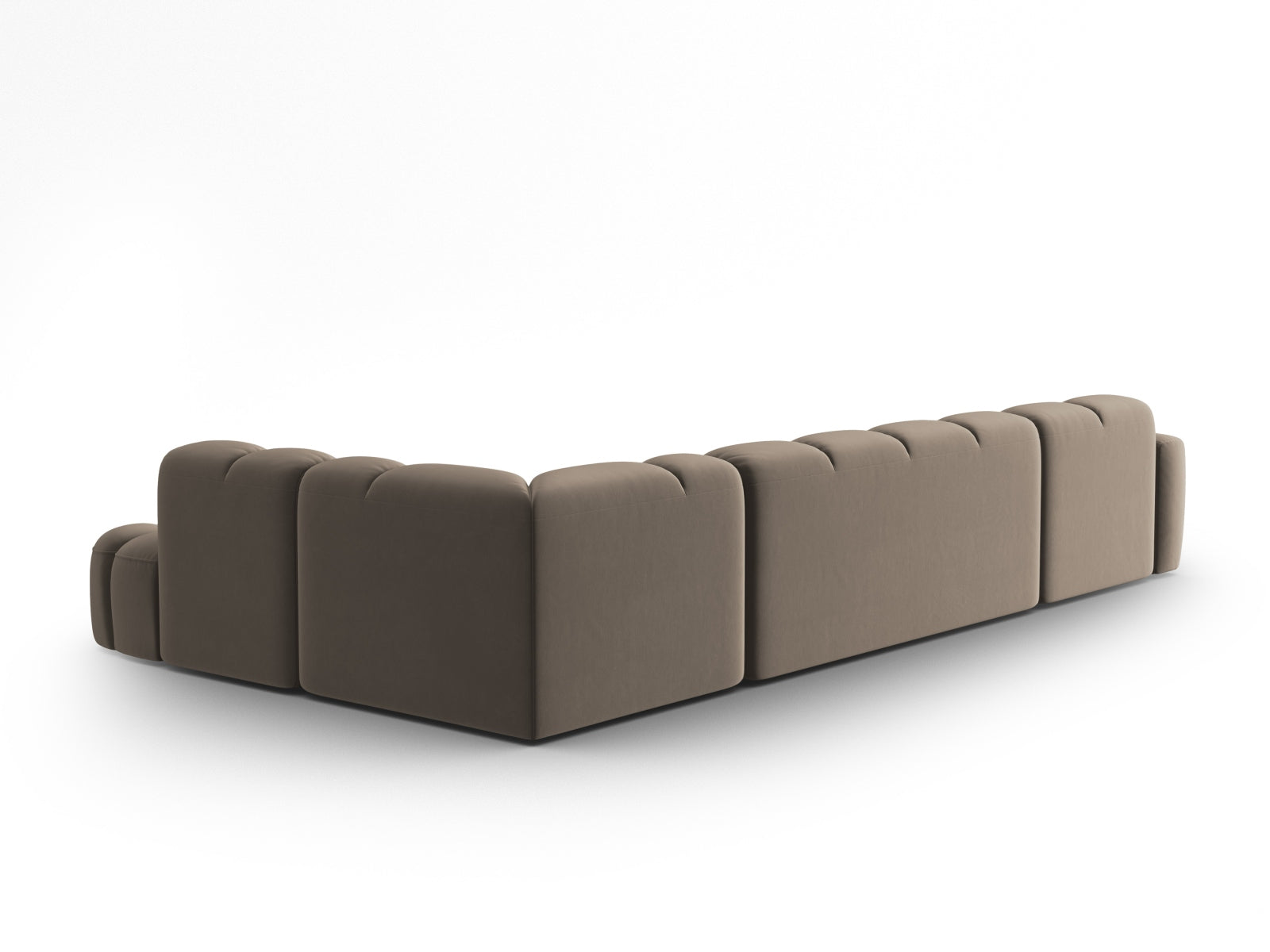 Lisa Velour Panoramic Ecksofa rechts 7 Sitzer in Light Brown präsentiert im Onlineshop von KAQTU Design AG. Ecksofa rechts ist von Micadoni