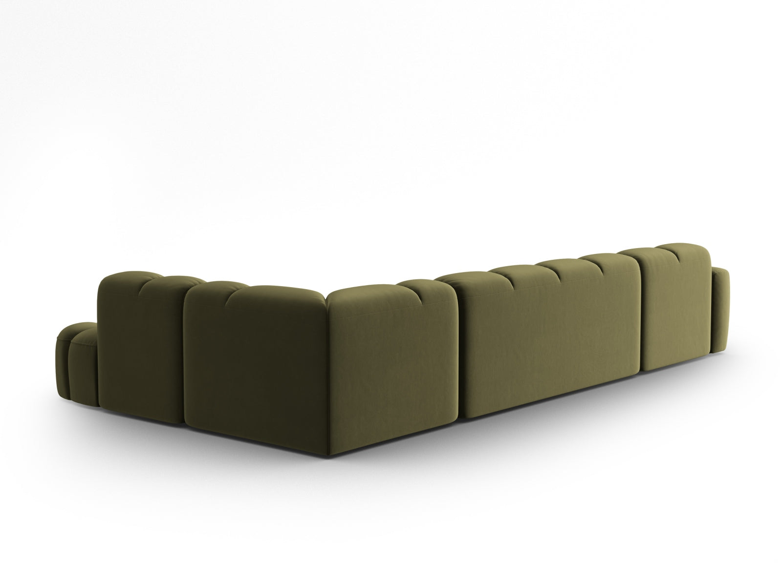 Lisa Velour Panoramic Ecksofa rechts 7 Sitzer in Light Green präsentiert im Onlineshop von KAQTU Design AG. Ecksofa rechts ist von Micadoni