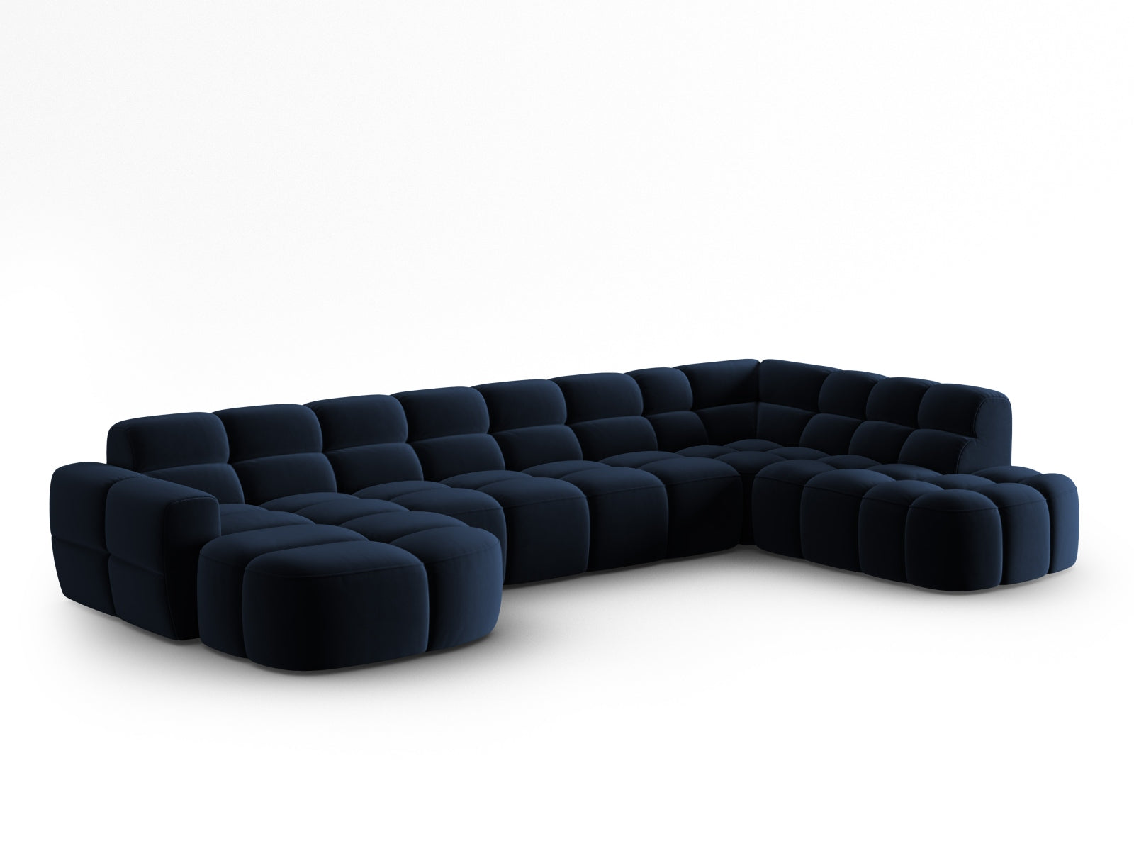 Lisa Velour Panoramic Ecksofa rechts 7 Sitzer in Royal Blue präsentiert im Onlineshop von KAQTU Design AG. Ecksofa rechts ist von Micadoni
