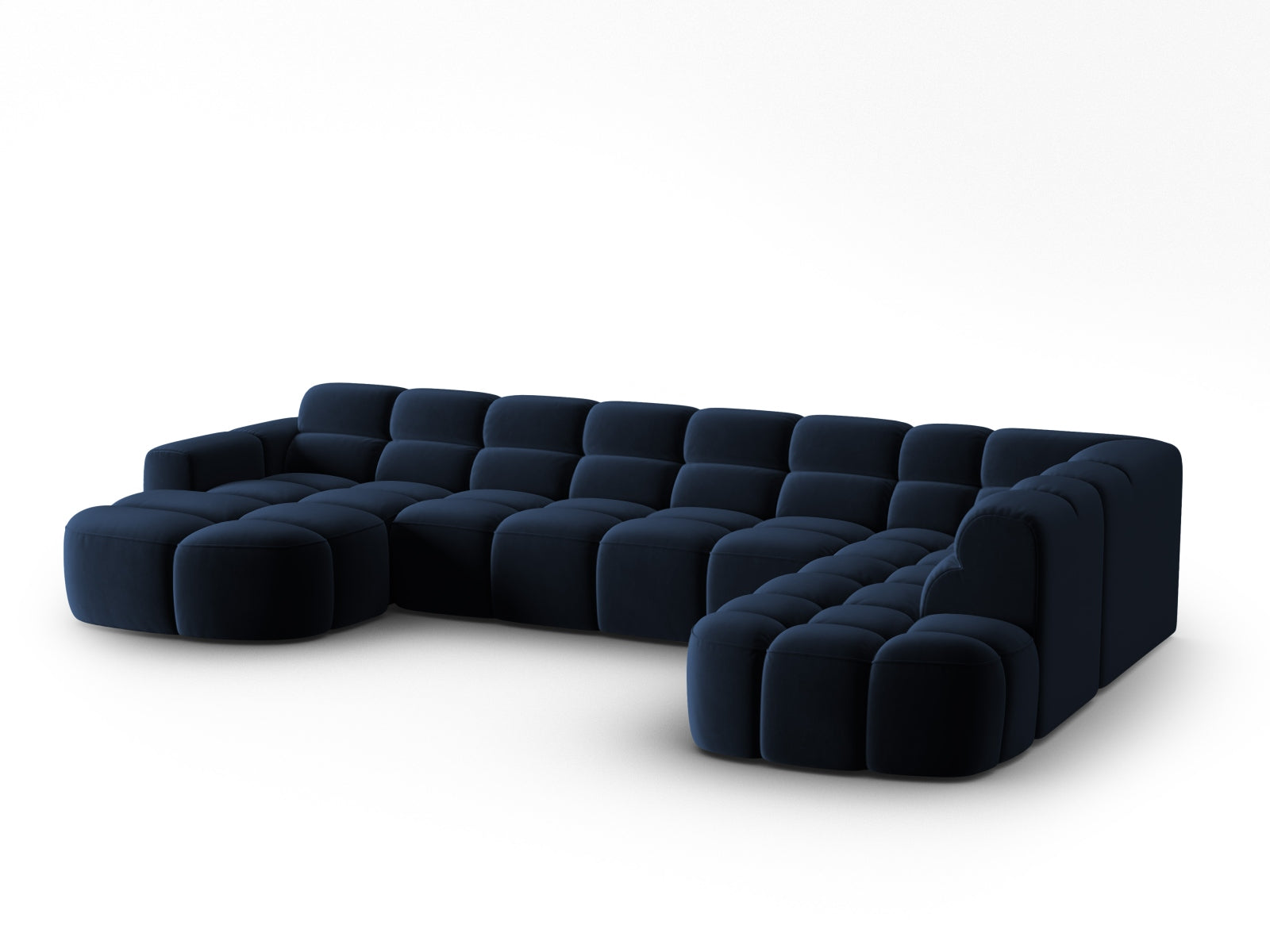 Lisa Velour Panoramic Ecksofa rechts 7 Sitzer in Royal Blue präsentiert im Onlineshop von KAQTU Design AG. Ecksofa rechts ist von Micadoni