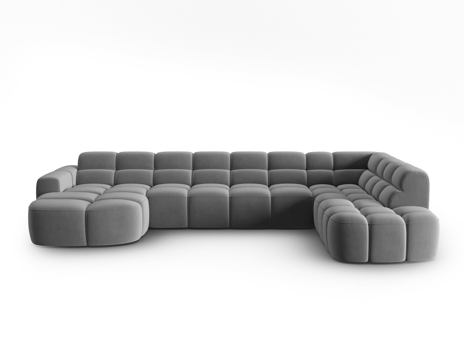 Lisa Velour Panoramic Ecksofa rechts 7 Sitzer in Light Grey präsentiert im Onlineshop von KAQTU Design AG. Ecksofa rechts ist von Micadoni
