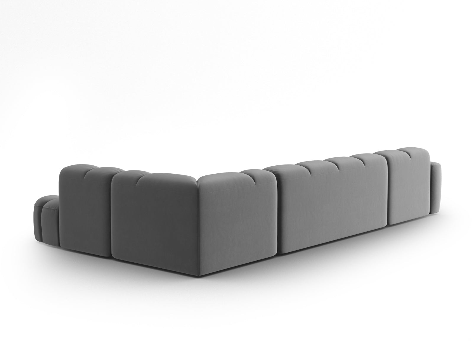 Lisa Velour Panoramic Ecksofa rechts 7 Sitzer in Light Grey präsentiert im Onlineshop von KAQTU Design AG. Ecksofa rechts ist von Micadoni
