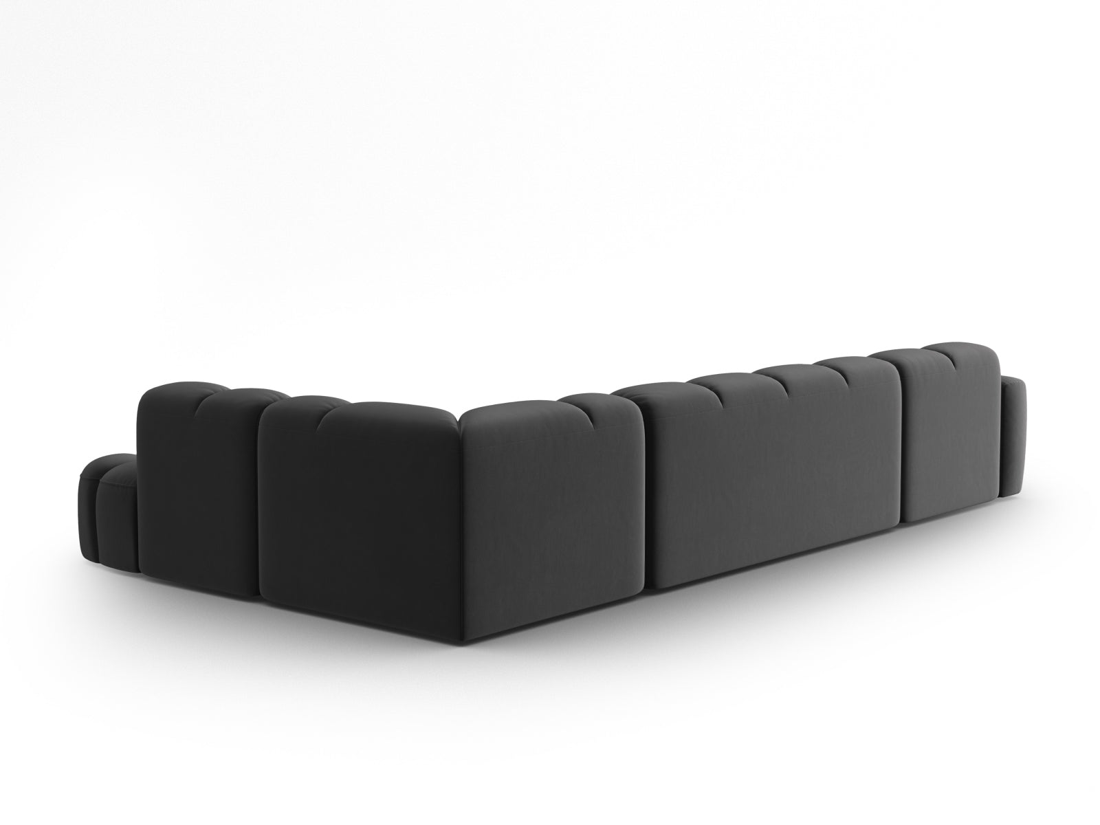 Lisa Velour Panoramic Ecksofa rechts 7 Sitzer in Dark Grey präsentiert im Onlineshop von KAQTU Design AG. Ecksofa rechts ist von Micadoni