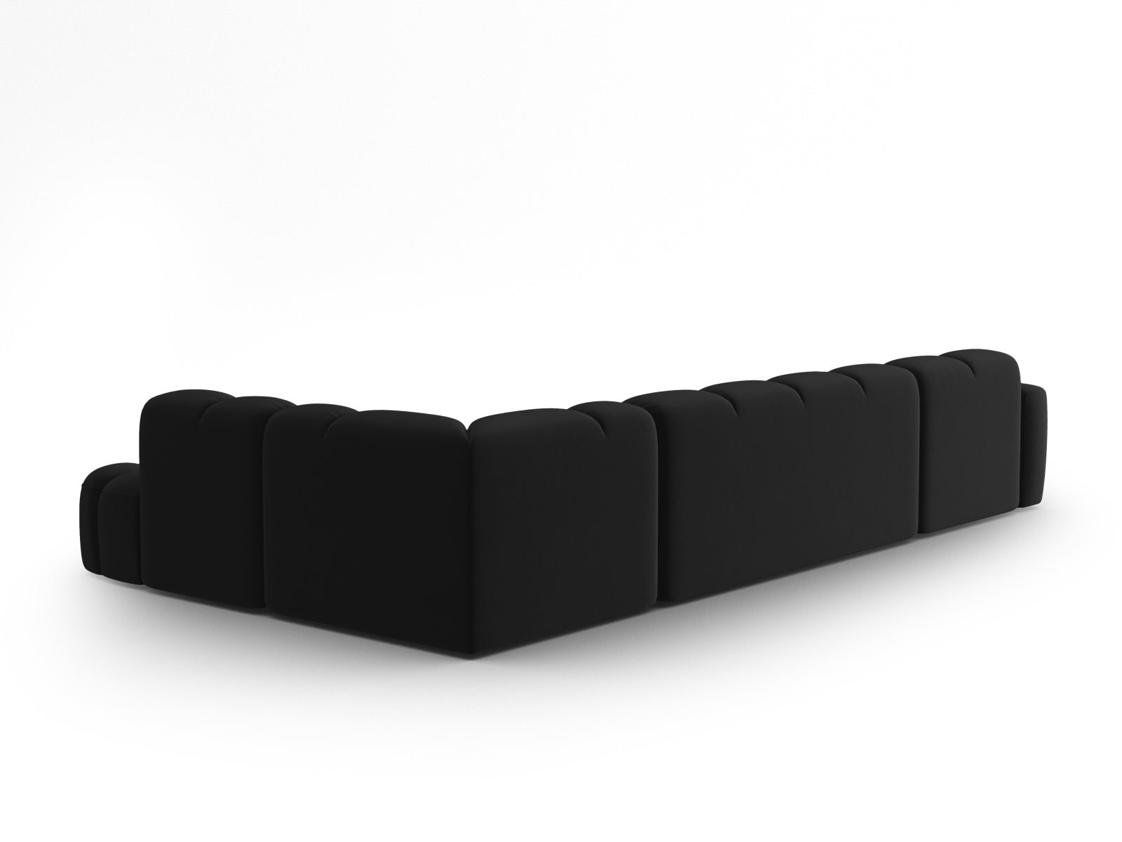 Lisa Velour Panoramic Ecksofa rechts 7 Sitzer in Black präsentiert im Onlineshop von KAQTU Design AG. Ecksofa rechts ist von Micadoni