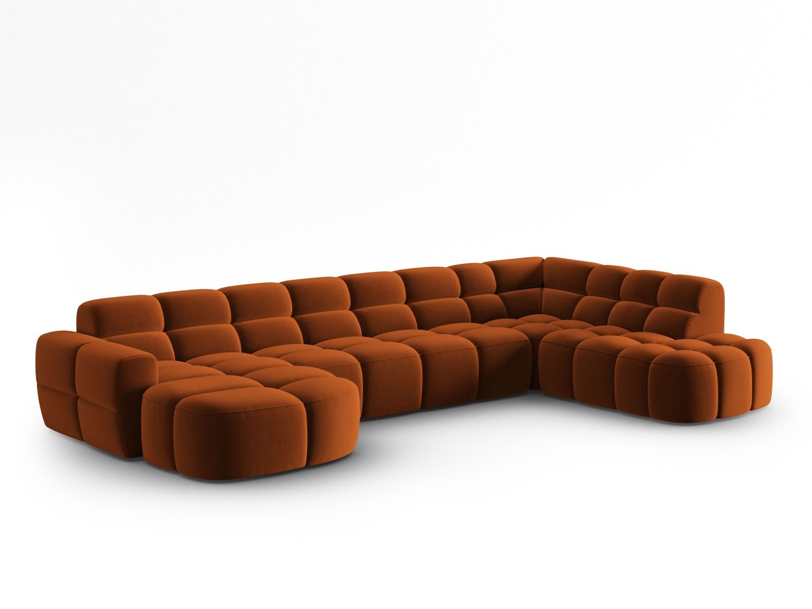 Lisa Velour Panoramic Ecksofa rechts 7 Sitzer in Terracotta präsentiert im Onlineshop von KAQTU Design AG. Ecksofa rechts ist von Micadoni