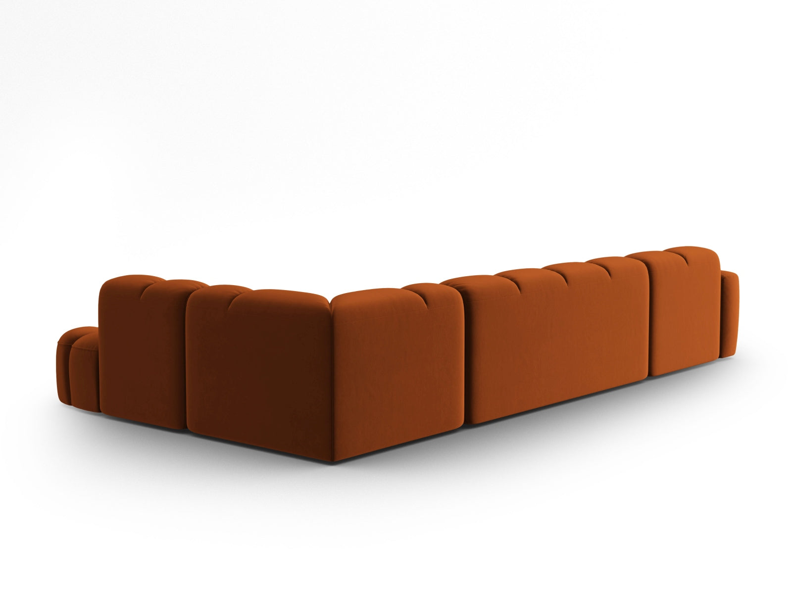 Lisa Velour Panoramic Ecksofa rechts 7 Sitzer in Terracotta präsentiert im Onlineshop von KAQTU Design AG. Ecksofa rechts ist von Micadoni