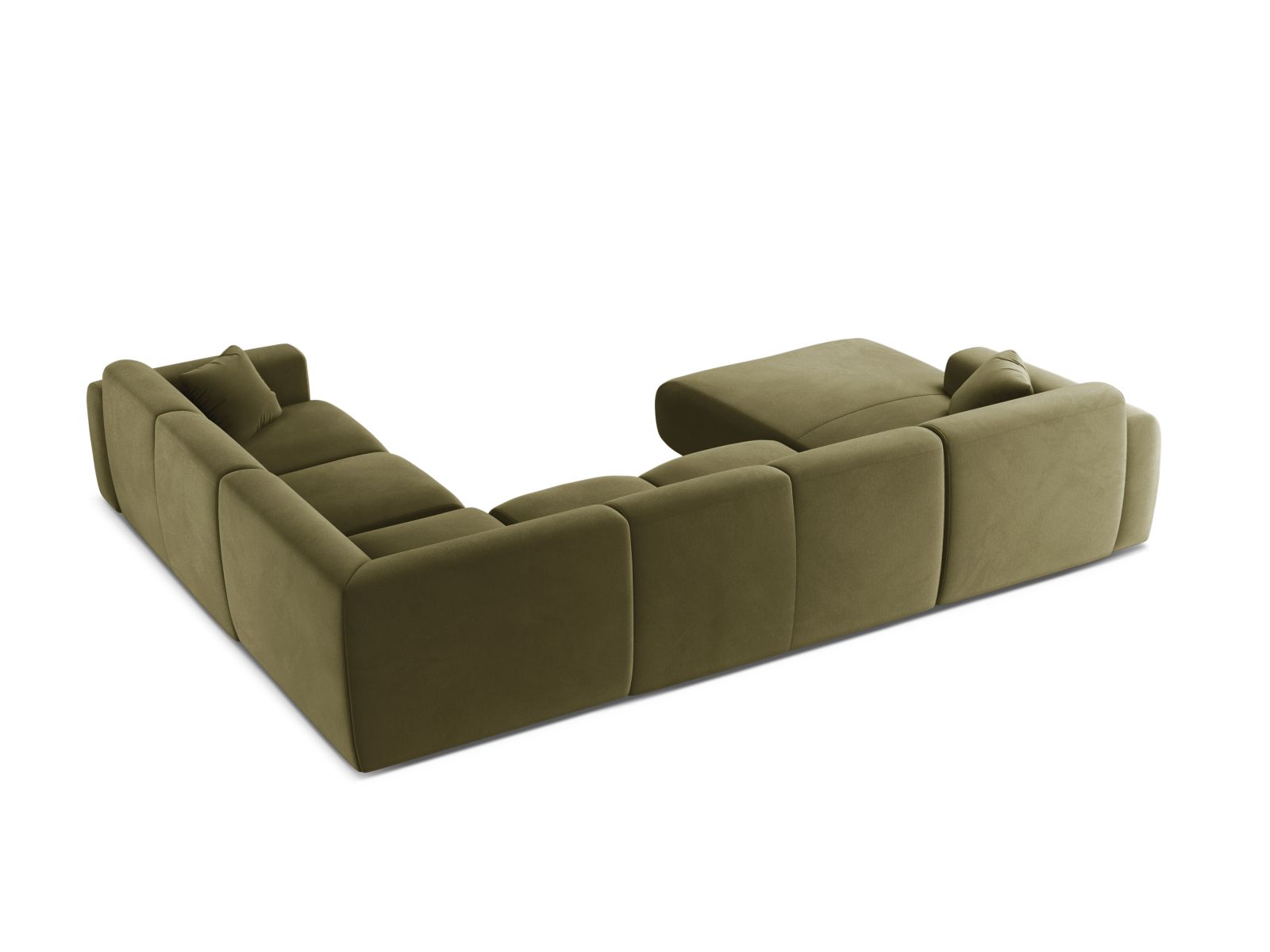 Stilvolles 6-Sitzer Ecksofa Molino in zartem Grün, perfekt für gemütliche Wohnzimmer, angeboten von Micadoni.